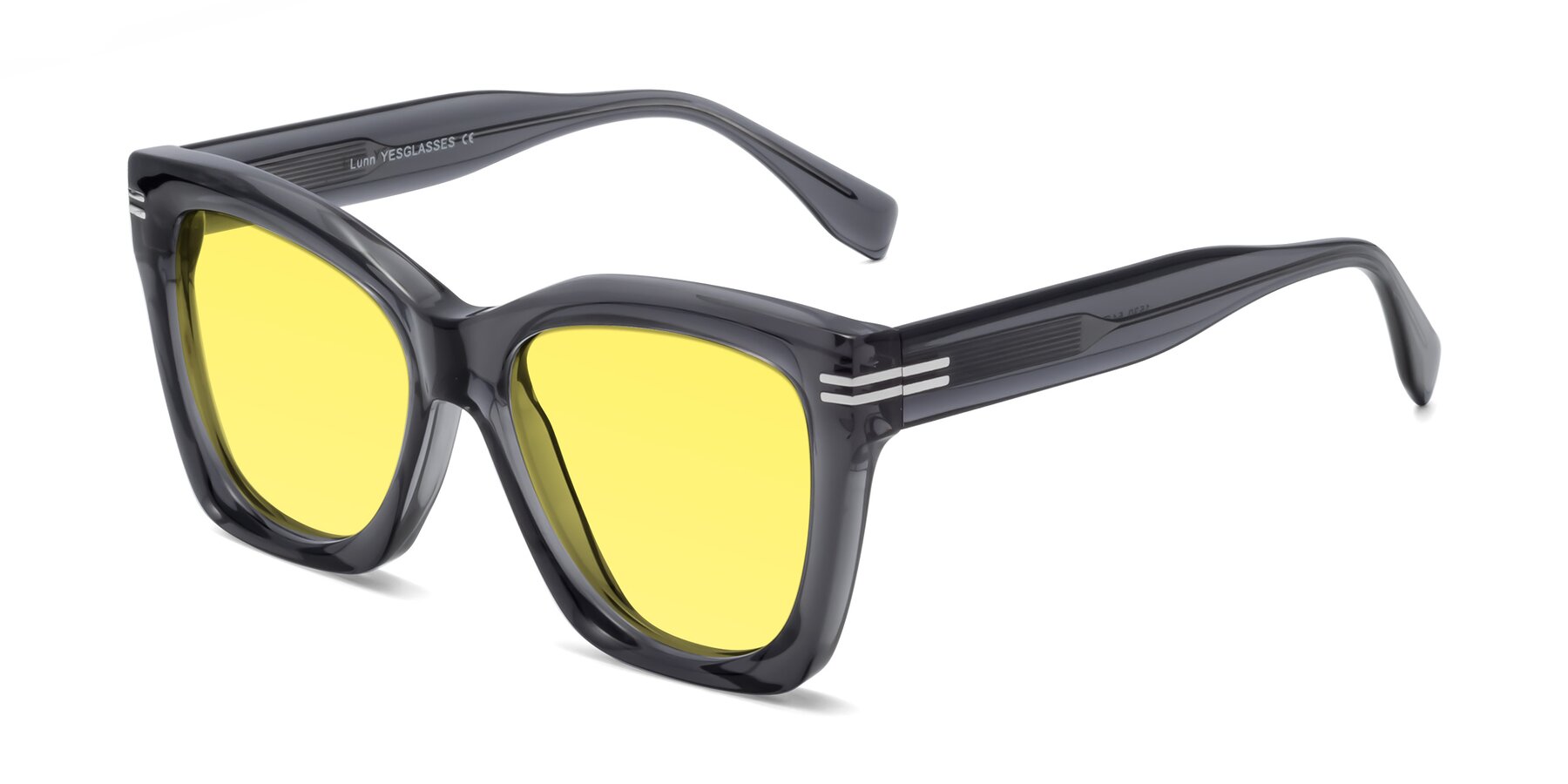 Angle of Lunn in Translucent Gray with Medium Yellow Tinted Lenses