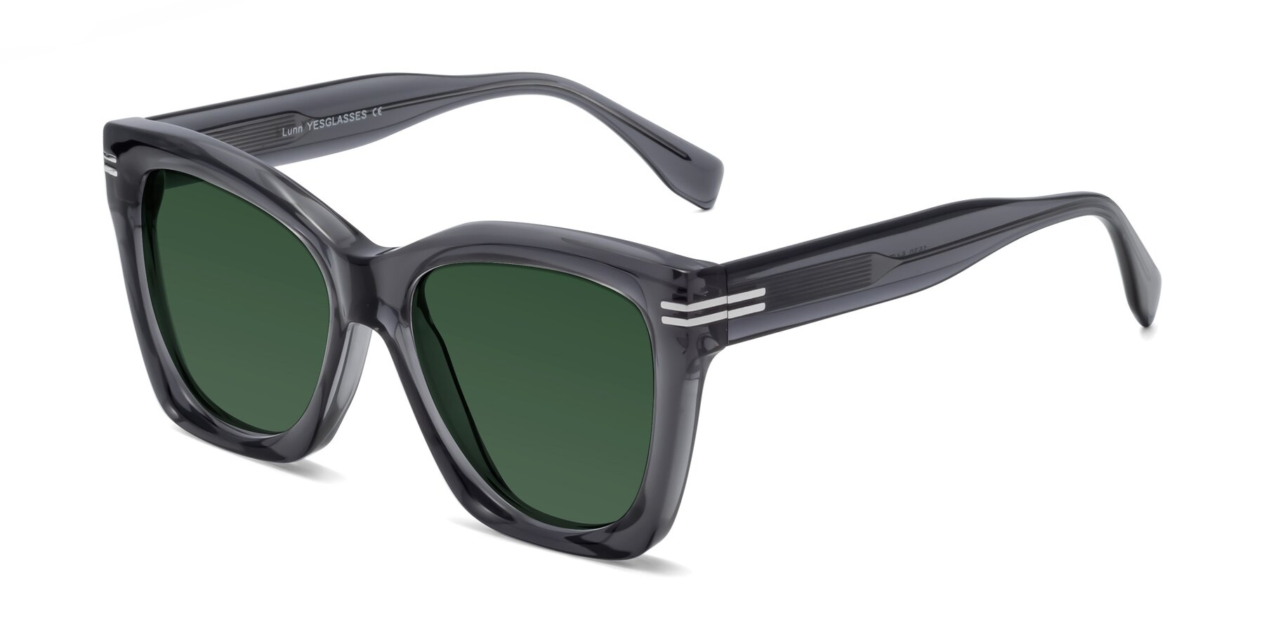 Angle of Lunn in Translucent Gray with Green Tinted Lenses