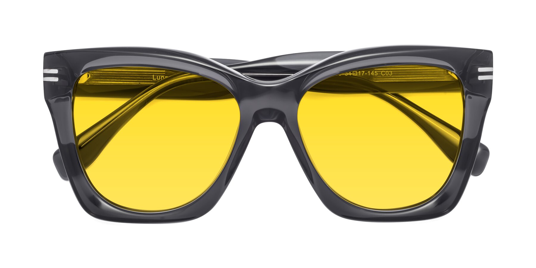 Folded Front of Lunn in Translucent Gray with Yellow Tinted Lenses