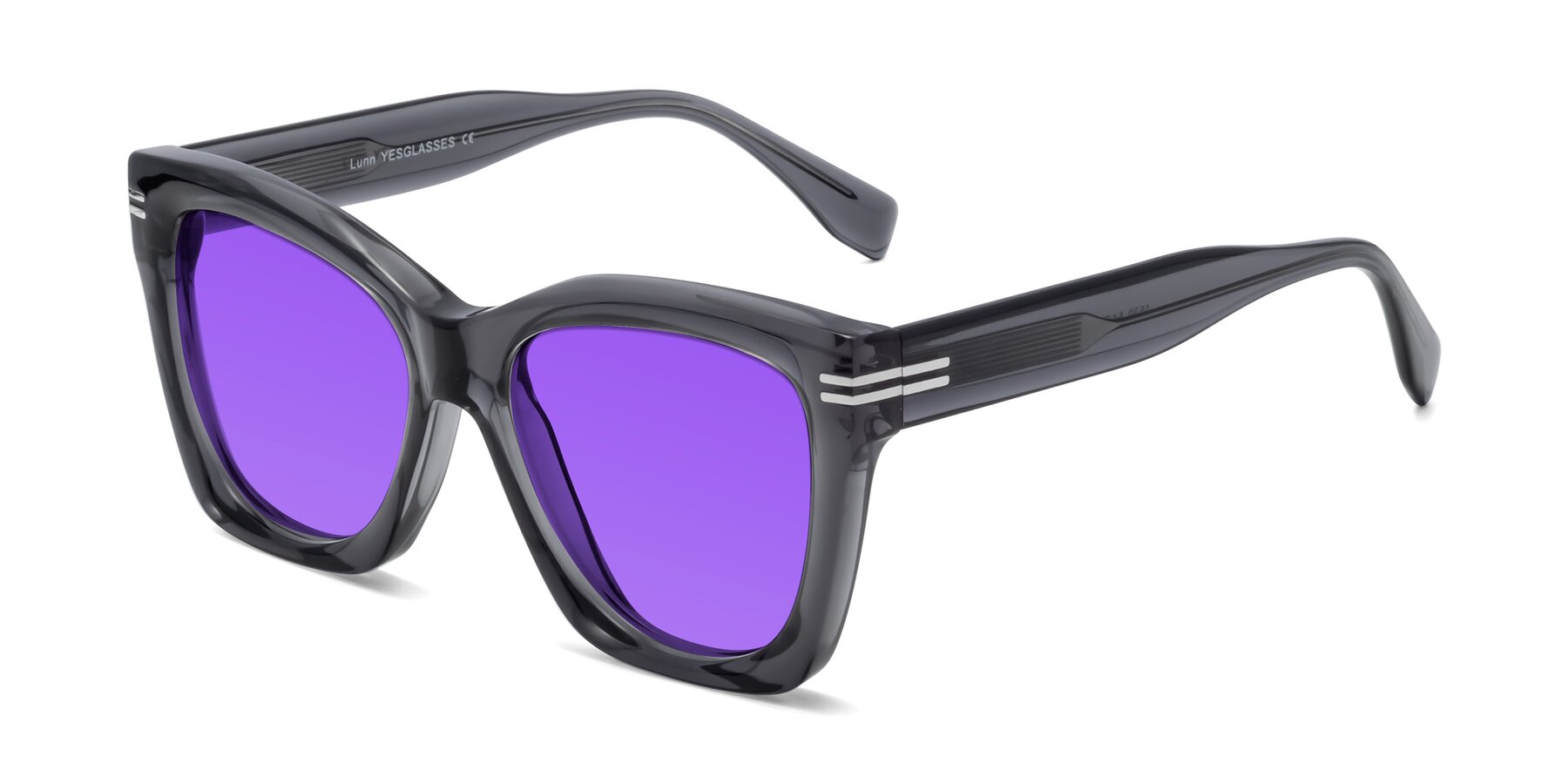 Angle of Lunn in Translucent Gray with Purple Tinted Lenses