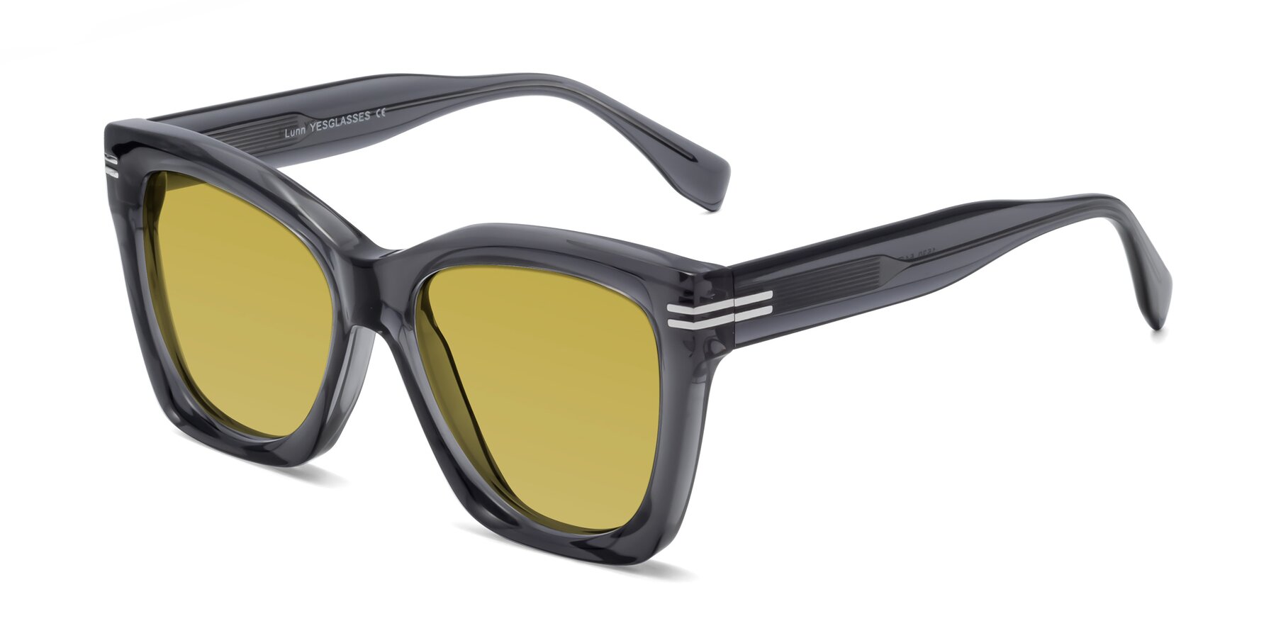 Angle of Lunn in Translucent Gray with Champagne Tinted Lenses
