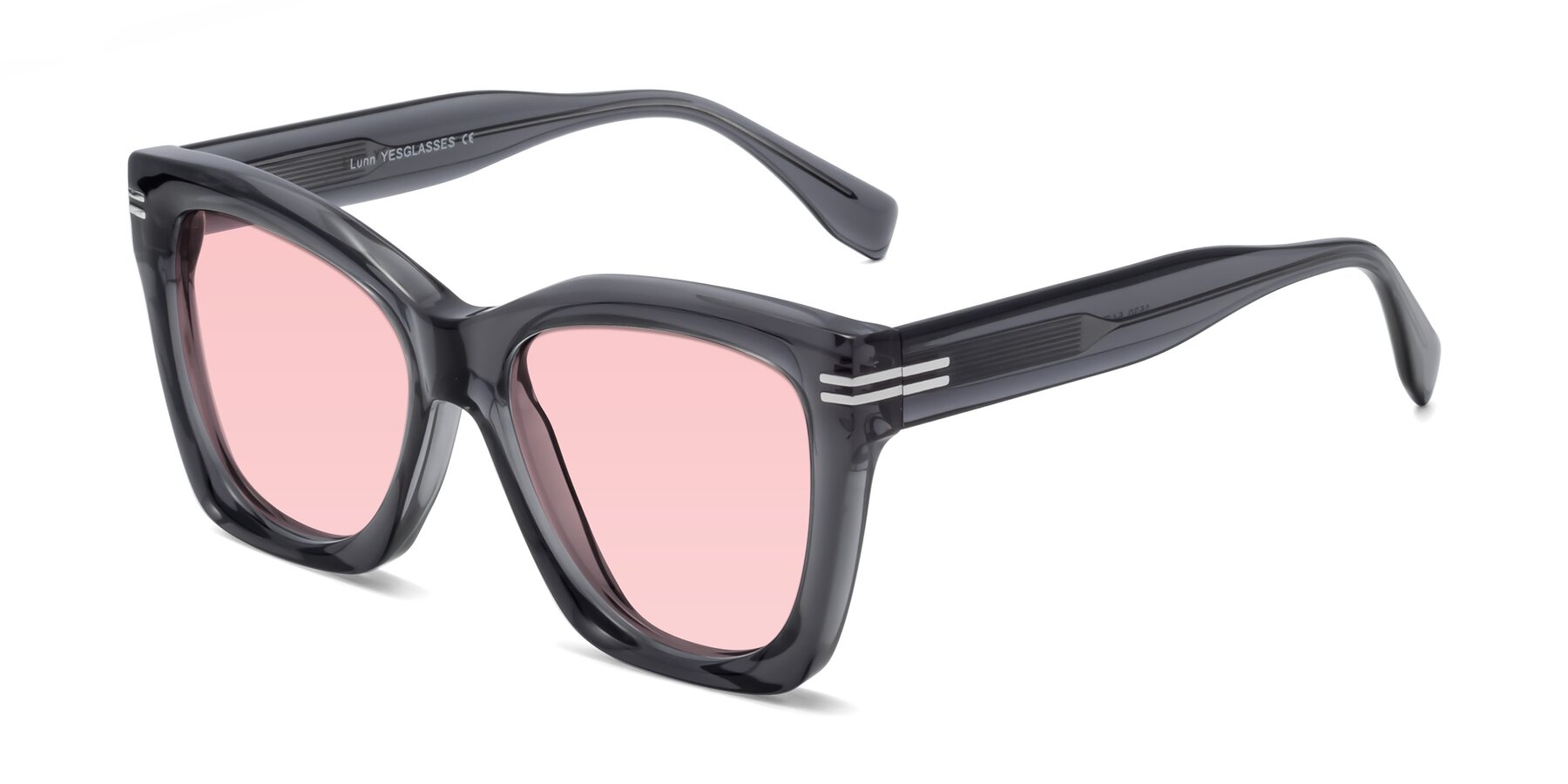 Angle of Lunn in Translucent Gray with Light Garnet Tinted Lenses