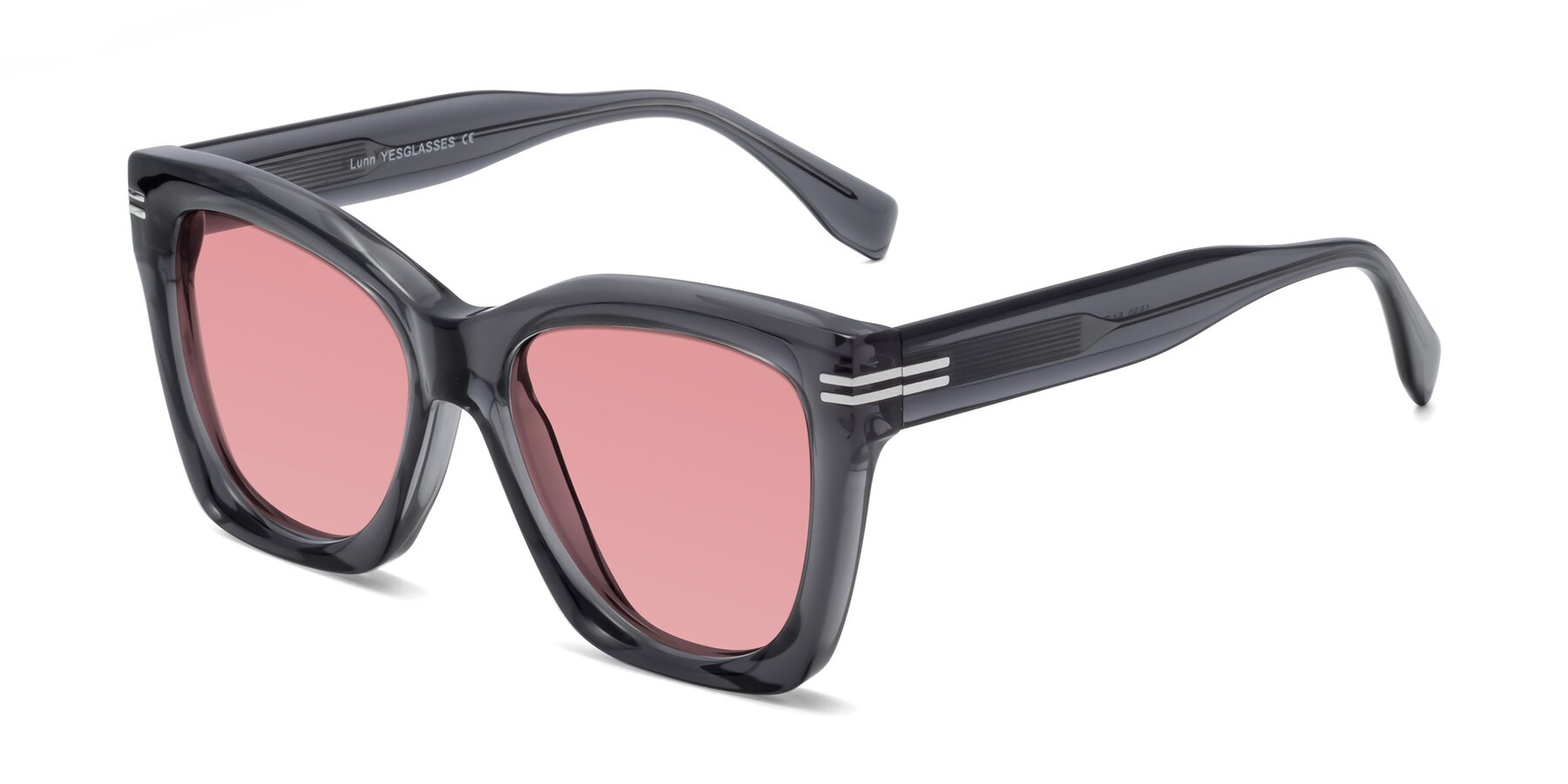 Angle of Lunn in Translucent Gray with Medium Garnet Tinted Lenses