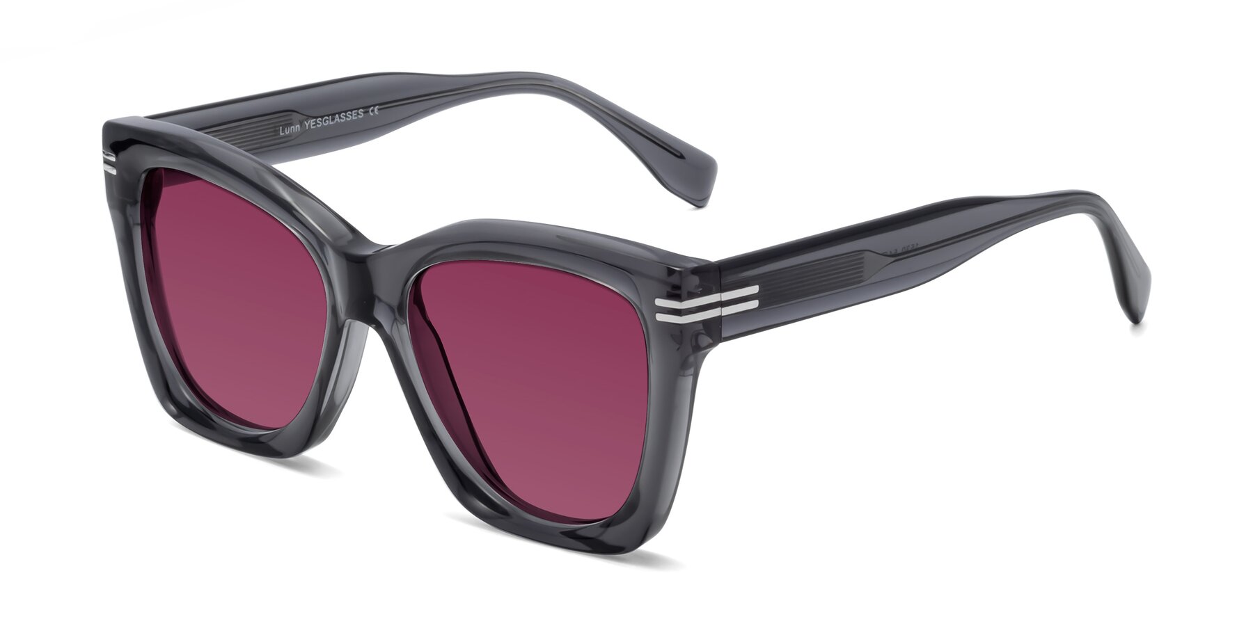 Angle of Lunn in Translucent Gray with Wine Tinted Lenses