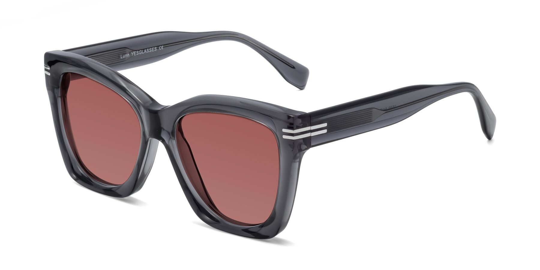 Angle of Lunn in Translucent Gray with Garnet Tinted Lenses