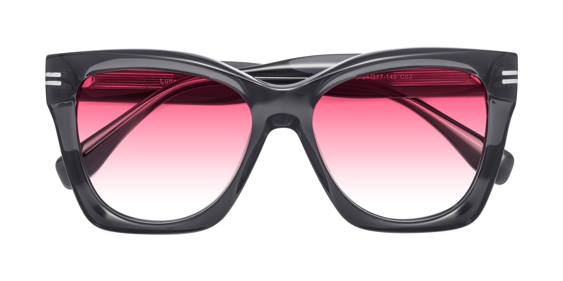Folded Front of Lunn in Translucent Gray with Pink Gradient Lenses