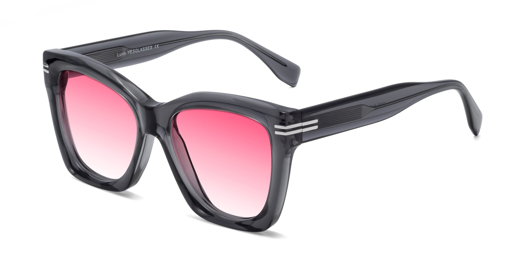 Angle of Lunn in Translucent Gray with Pink Gradient Lenses
