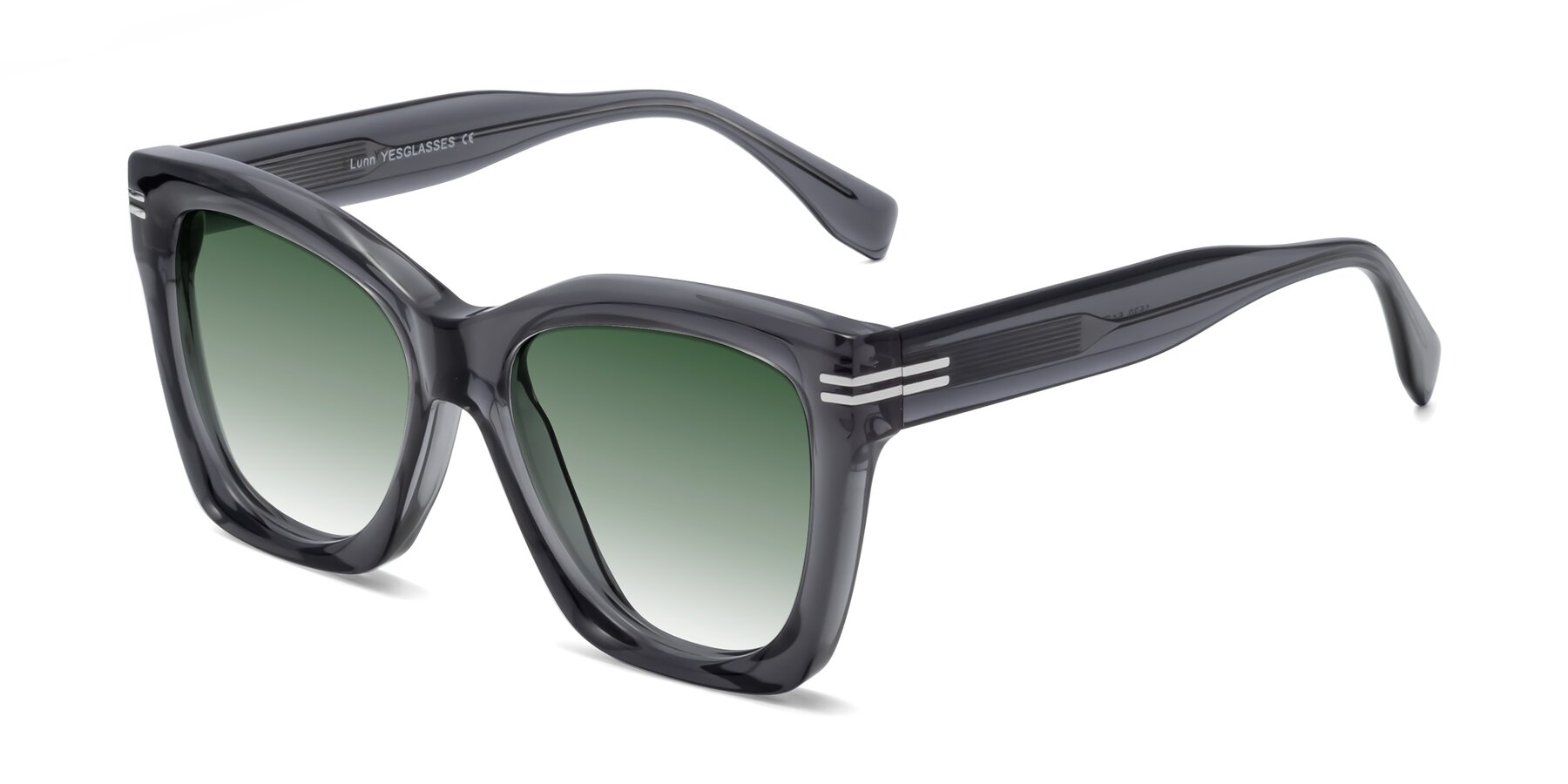 Angle of Lunn in Translucent Gray with Green Gradient Lenses
