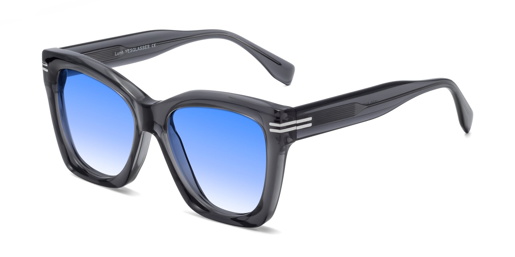 Angle of Lunn in Translucent Gray with Blue Gradient Lenses