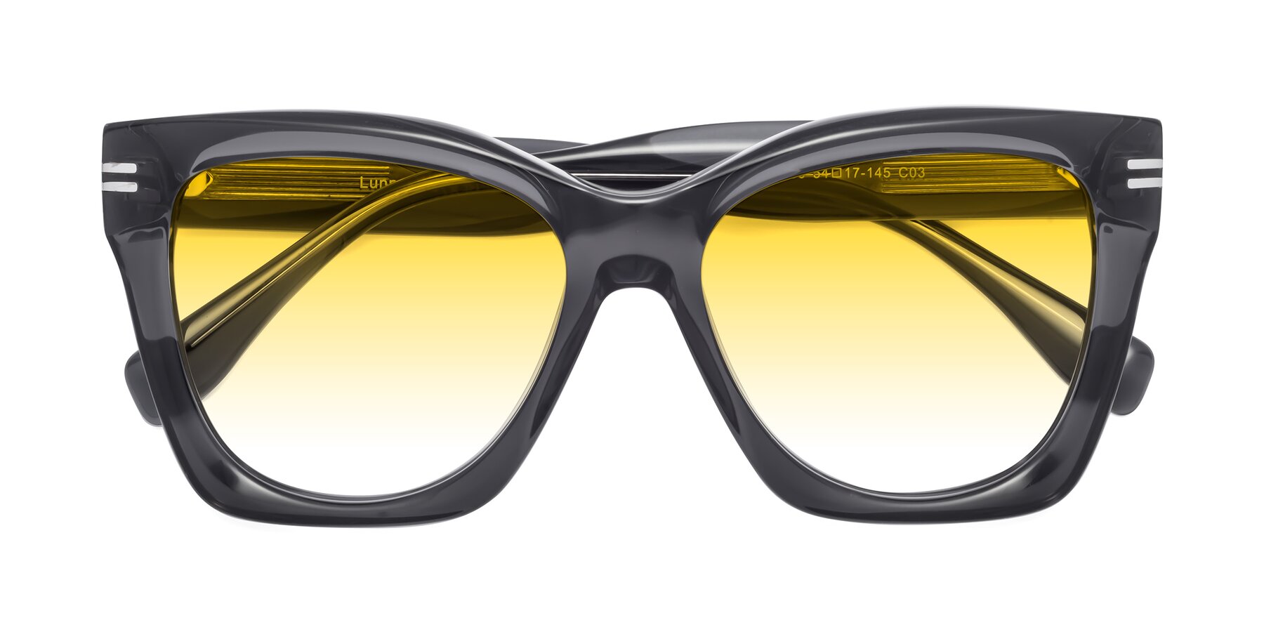 Folded Front of Lunn in Translucent Gray with Yellow Gradient Lenses