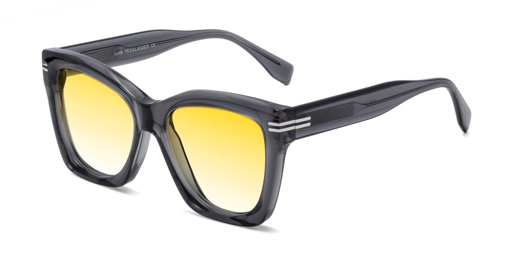 Angle of Lunn in Translucent Gray with Yellow Gradient Lenses