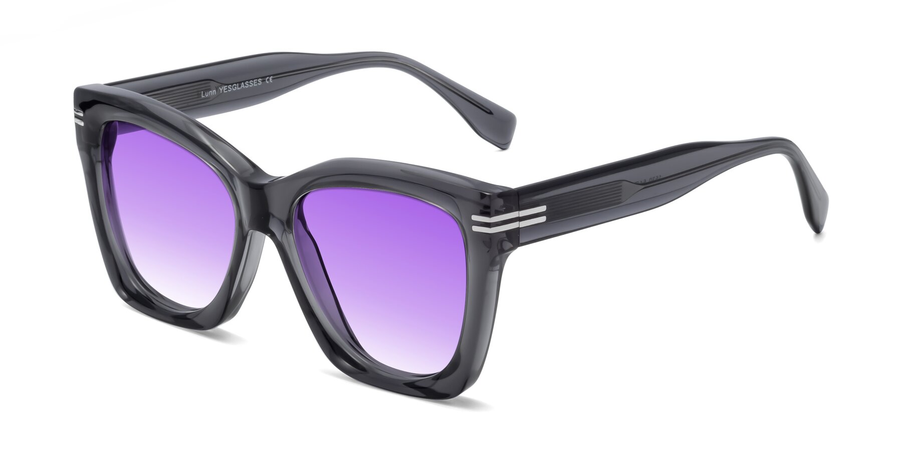 Angle of Lunn in Translucent Gray with Purple Gradient Lenses