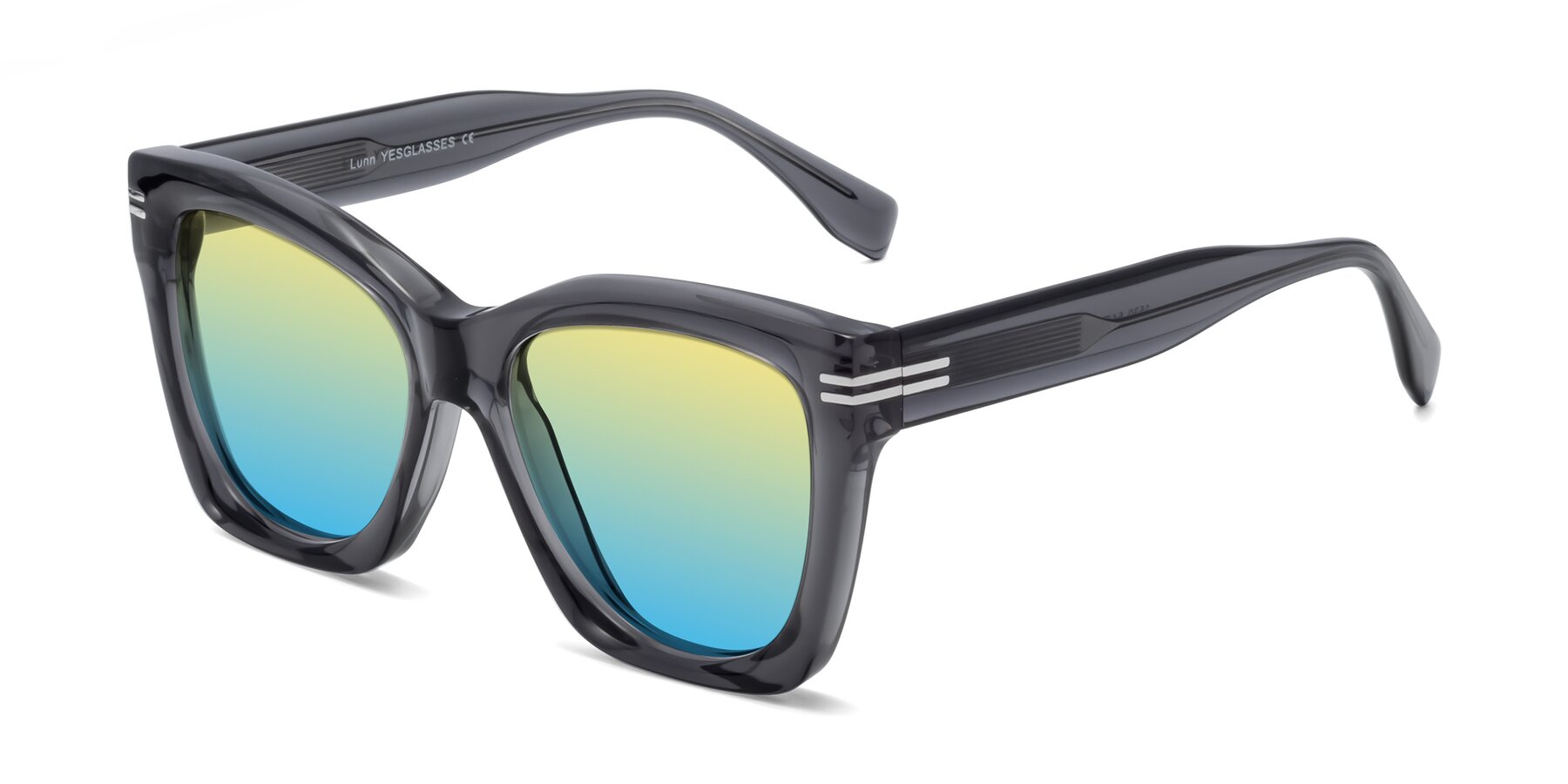Angle of Lunn in Translucent Gray with Yellow / Blue Gradient Lenses
