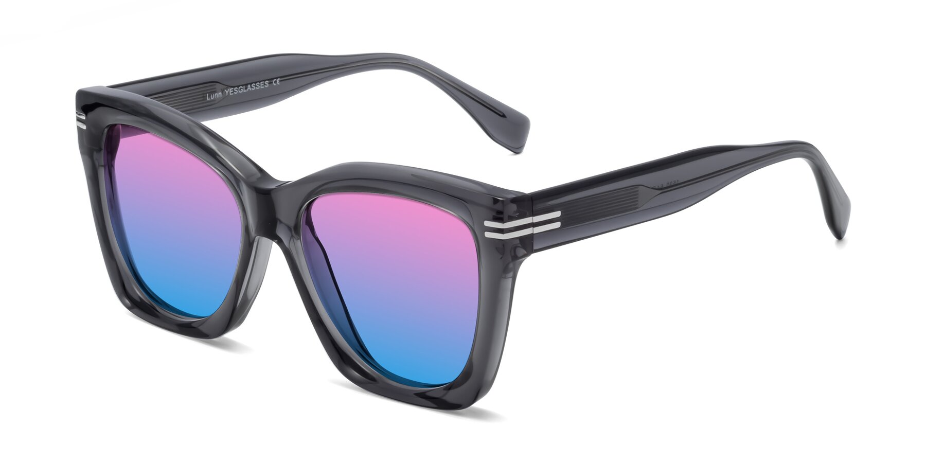 Angle of Lunn in Translucent Gray with Pink / Blue Gradient Lenses