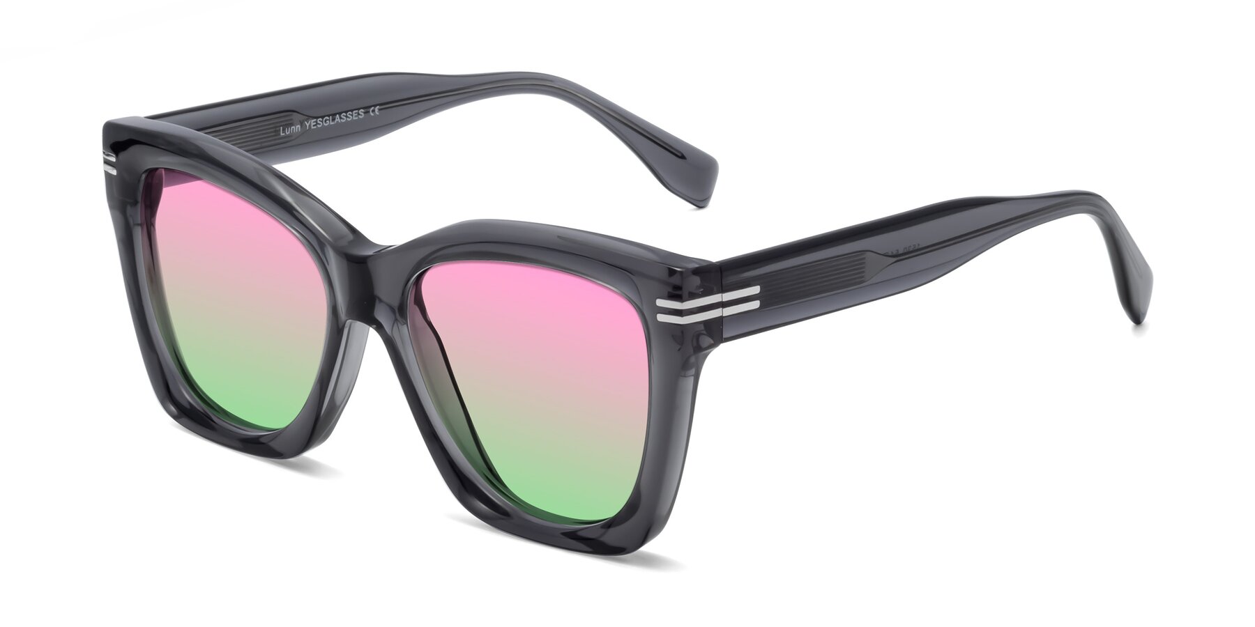 Angle of Lunn in Translucent Gray with Pink / Green Gradient Lenses