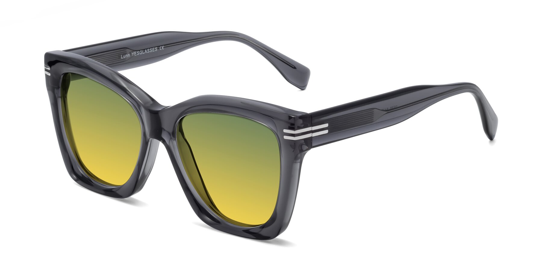 Angle of Lunn in Translucent Gray with Green / Yellow Gradient Lenses