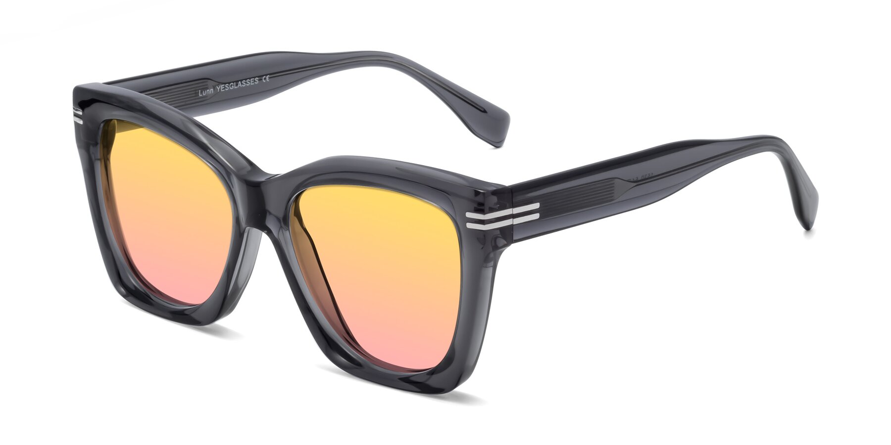 Angle of Lunn in Translucent Gray with Yellow / Pink Gradient Lenses