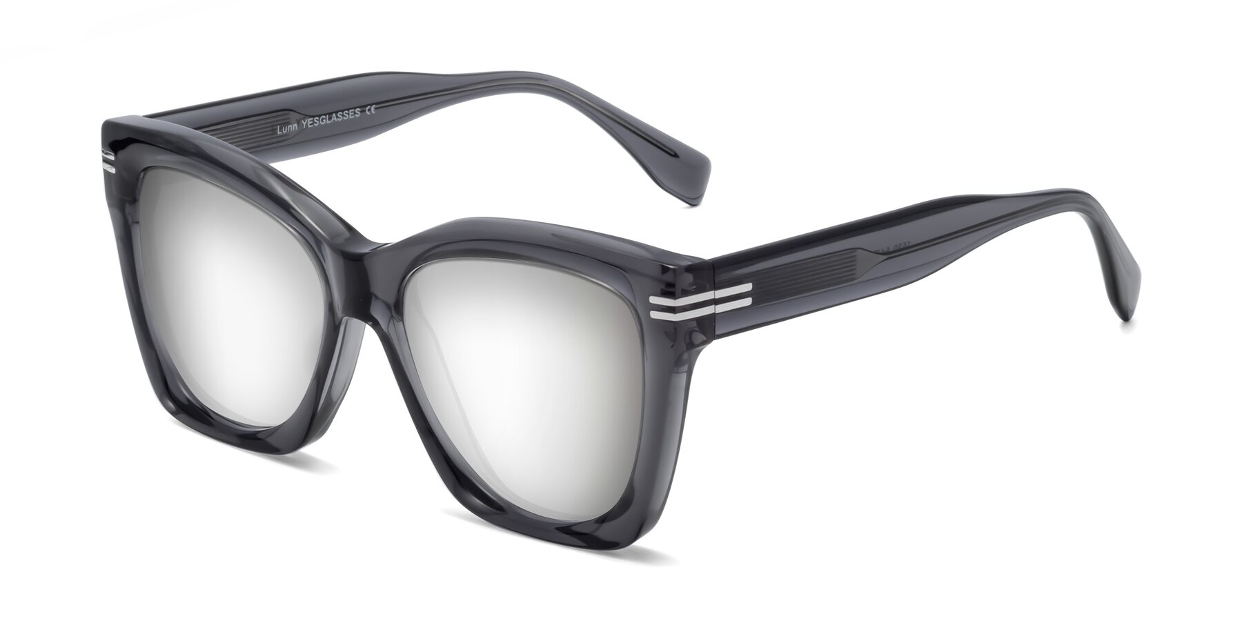 Angle of Lunn in Translucent Gray with Silver Mirrored Lenses