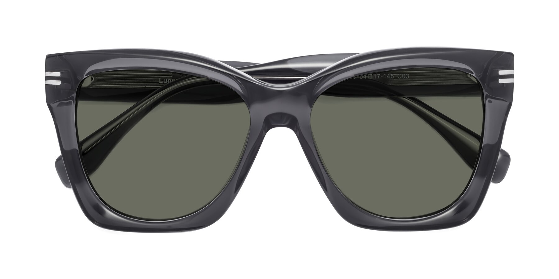 Folded Front of Lunn in Translucent Gray with Gray Polarized Lenses