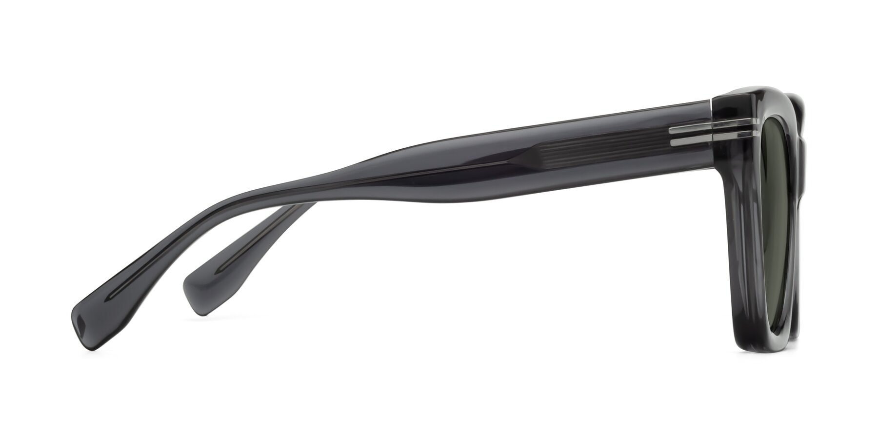 Side of Lunn in Translucent Gray with Gray Polarized Lenses