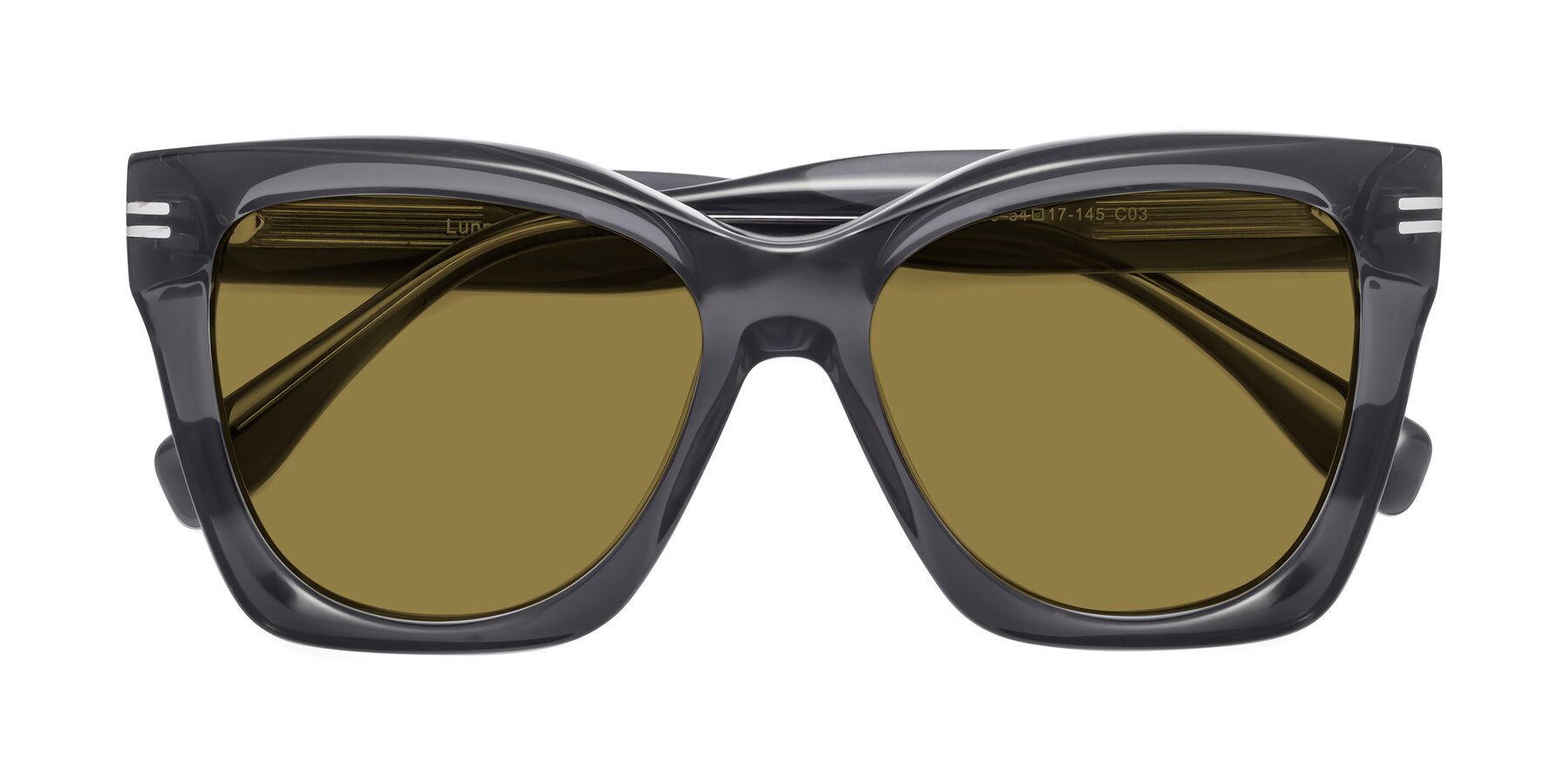 Folded Front of Lunn in Translucent Gray with Brown Polarized Lenses