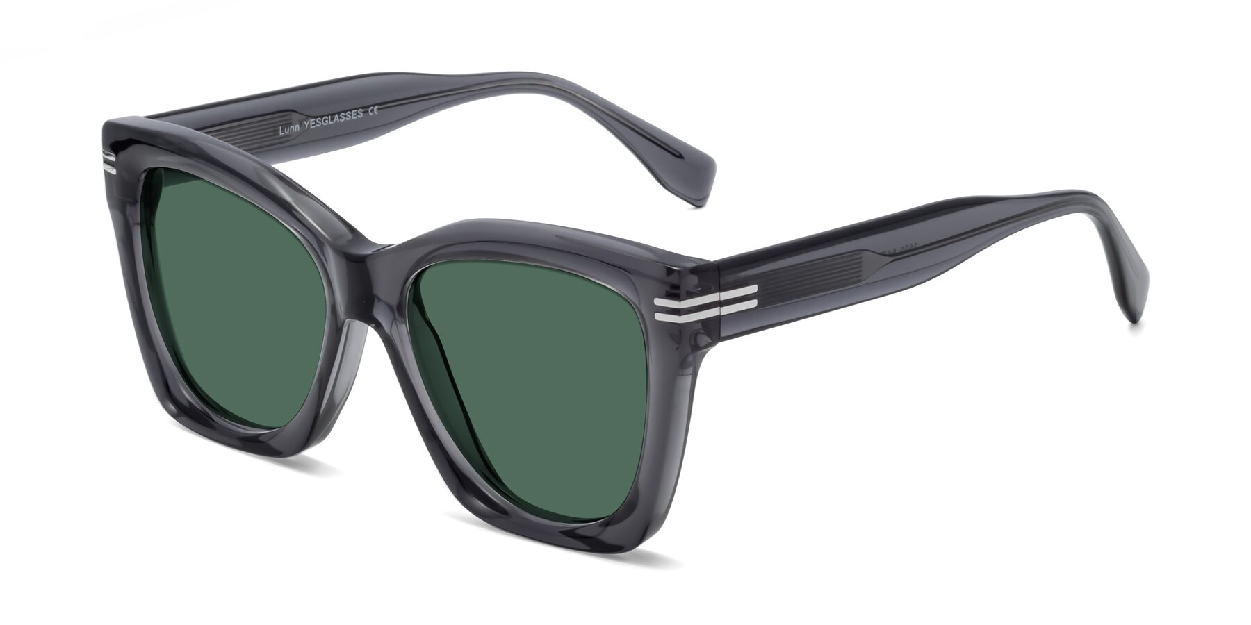 Angle of Lunn in Translucent Gray with Green Polarized Lenses