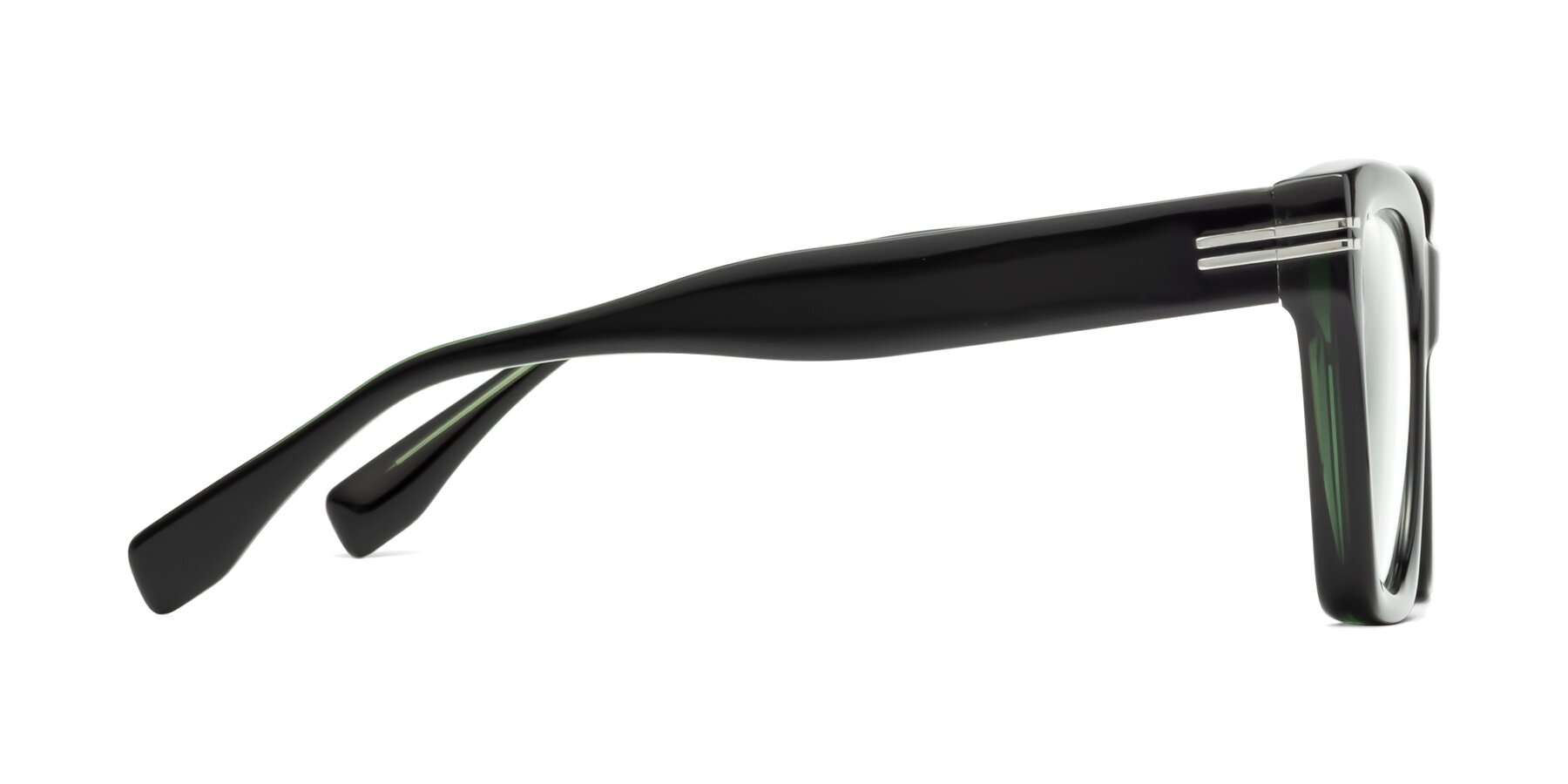 Side of Lunn in Black-Green with Clear Eyeglass Lenses