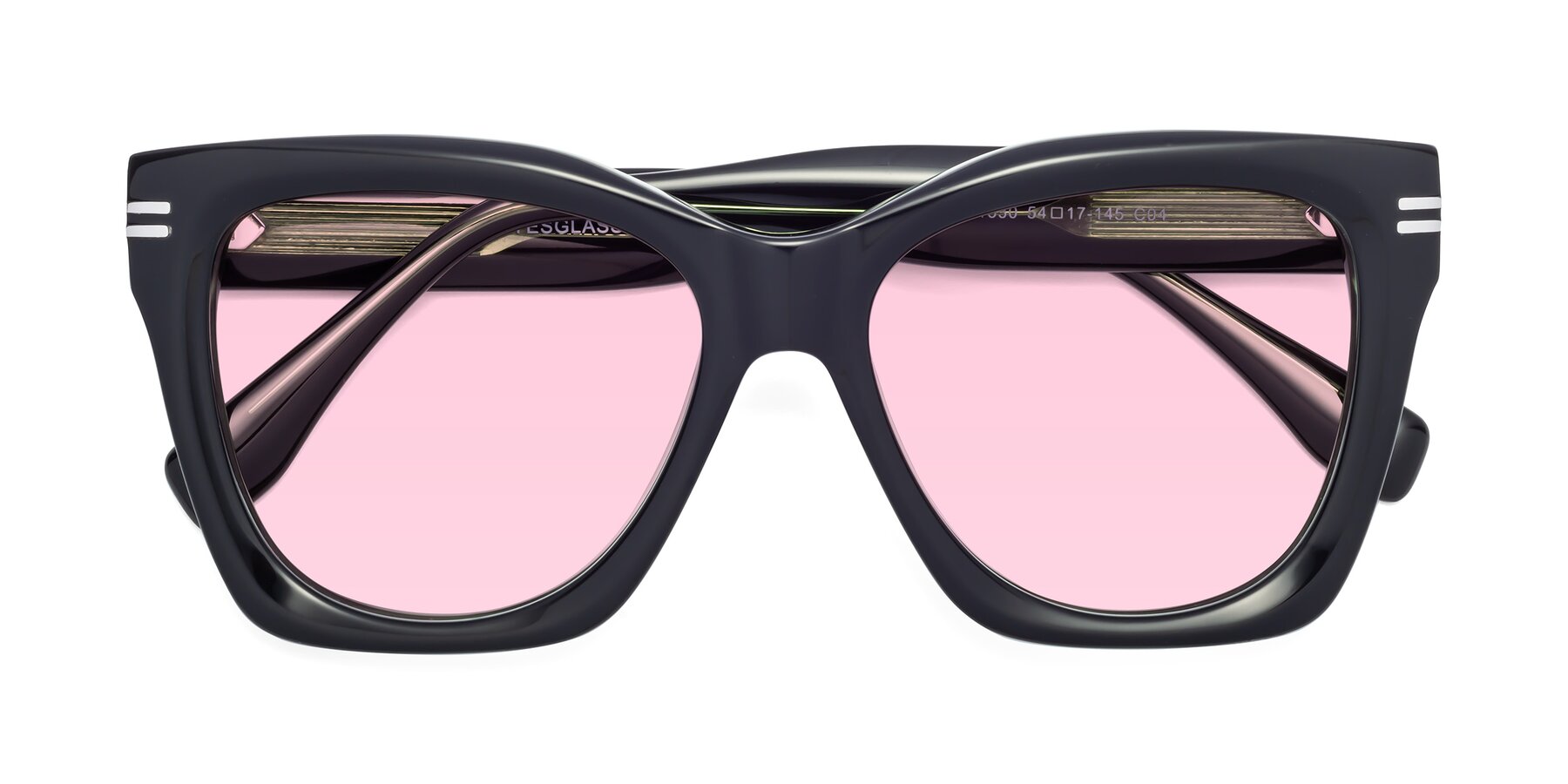Folded Front of Lunn in Black-Green with Light Pink Tinted Lenses