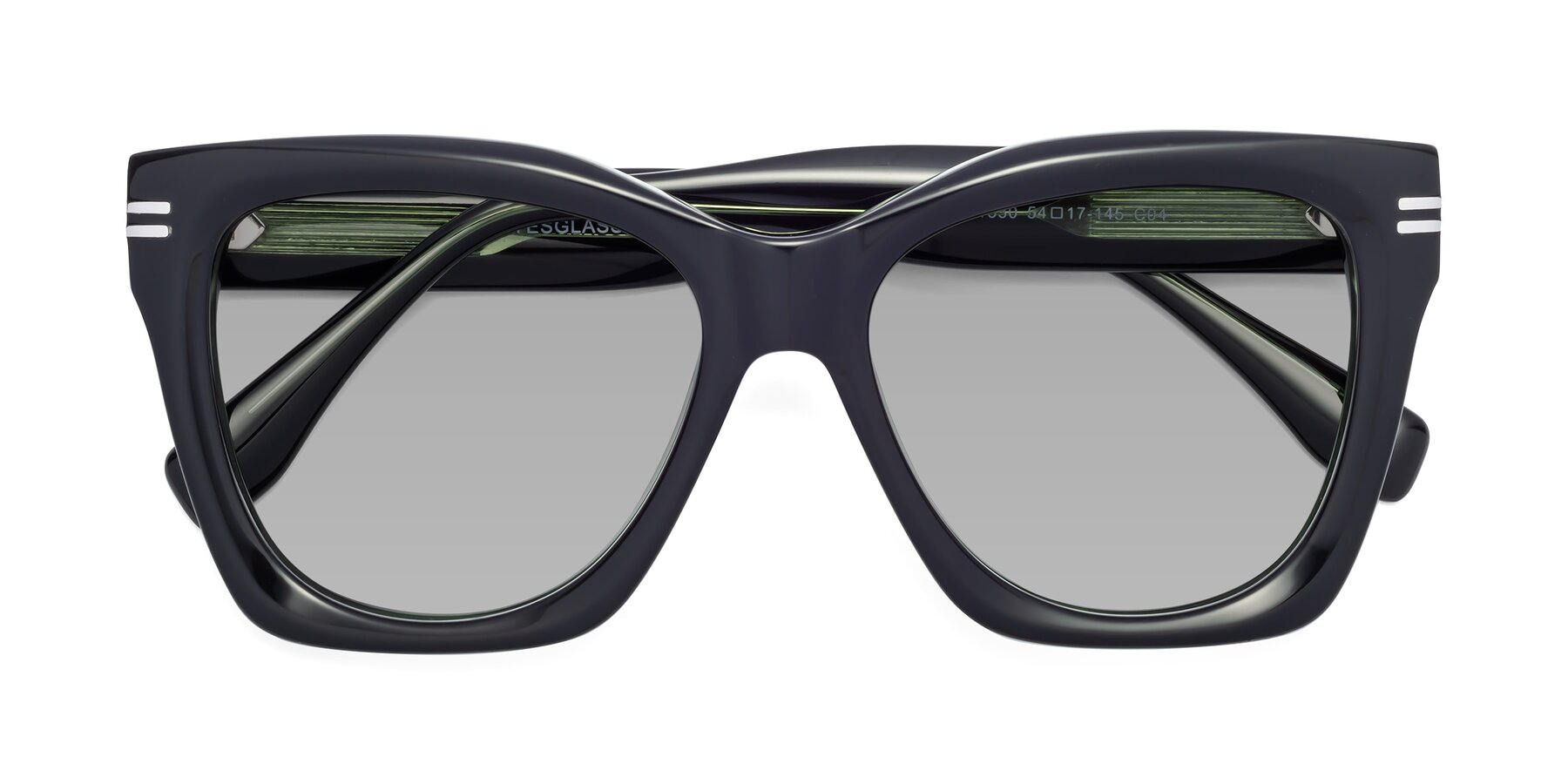 Folded Front of Lunn in Black-Green with Light Gray Tinted Lenses
