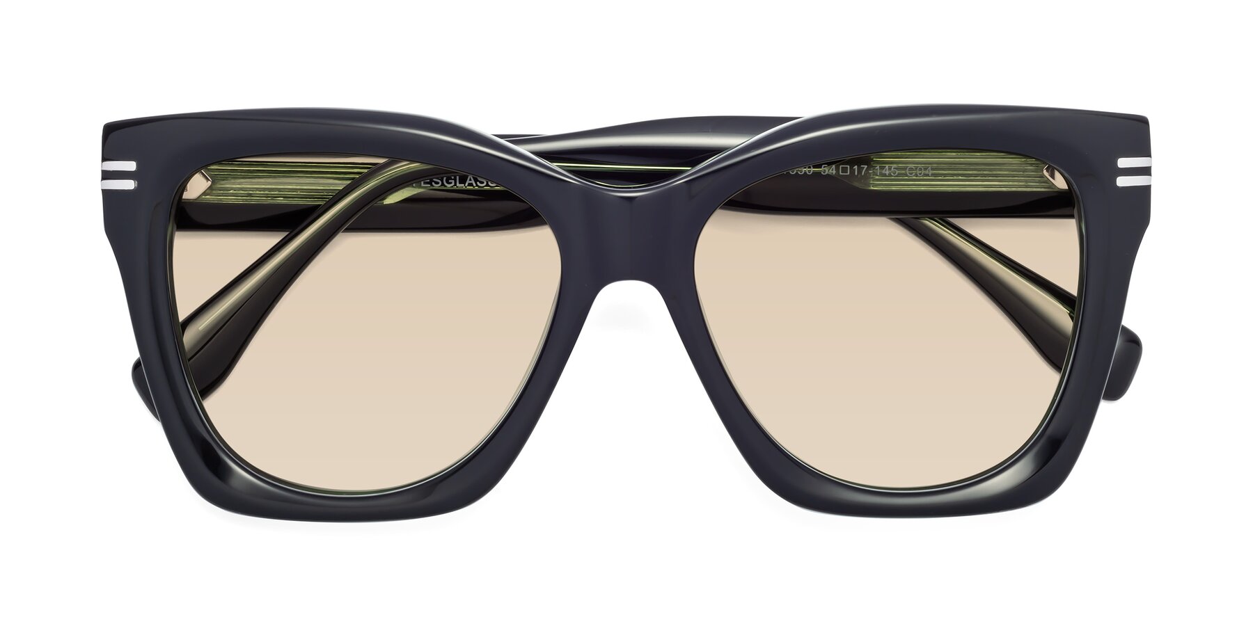 Folded Front of Lunn in Black-Green with Light Brown Tinted Lenses