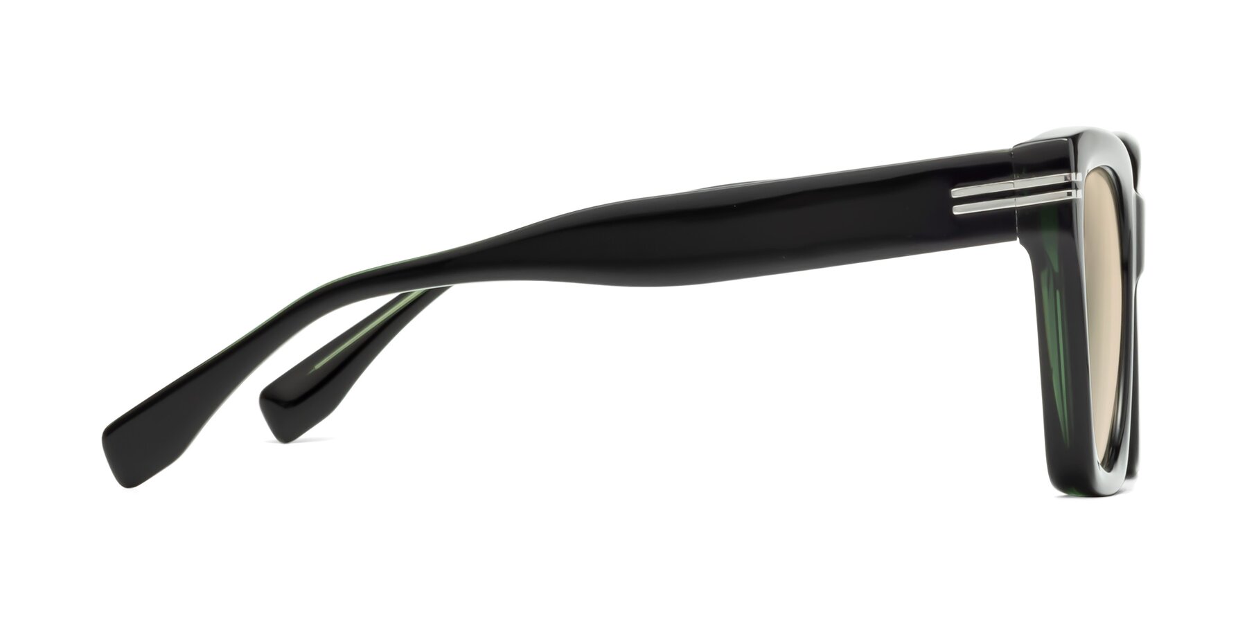 Side of Lunn in Black-Green with Light Brown Tinted Lenses