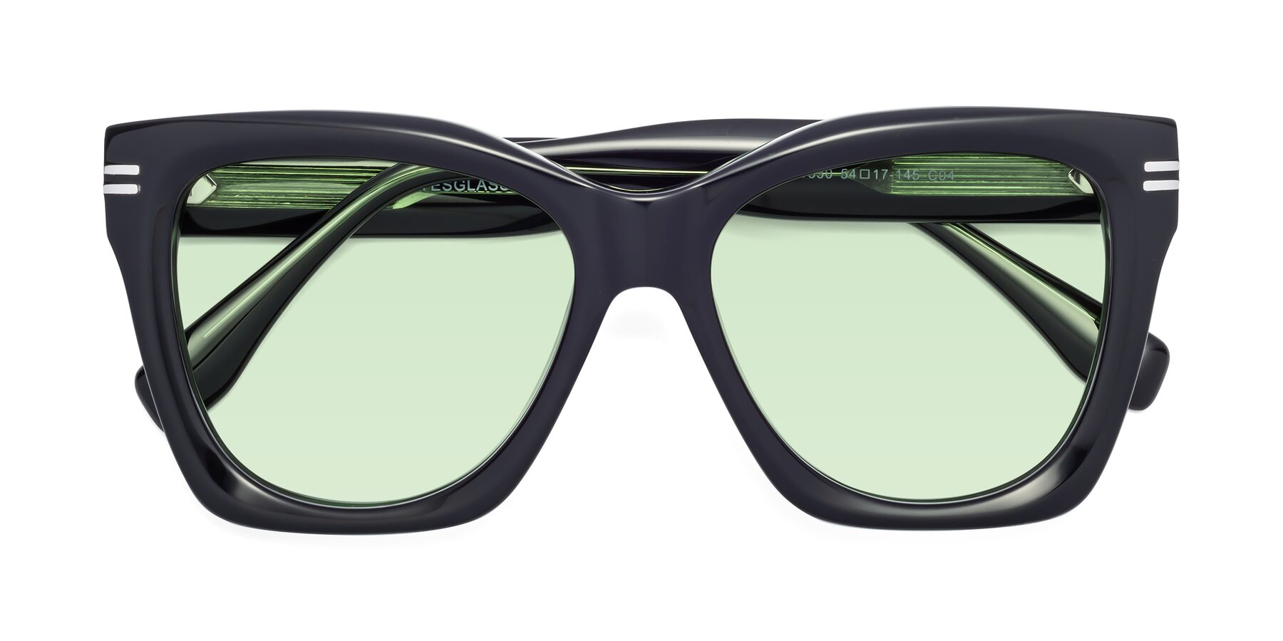Folded Front of Lunn in Black-Green with Light Green Tinted Lenses