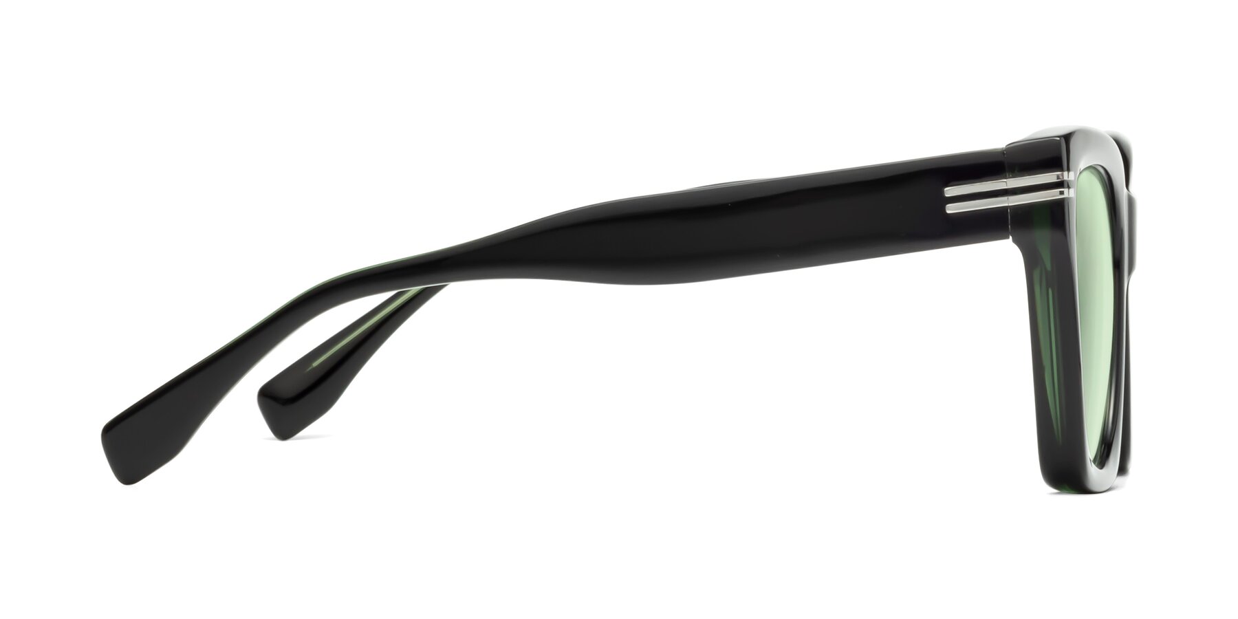 Side of Lunn in Black-Green with Light Green Tinted Lenses