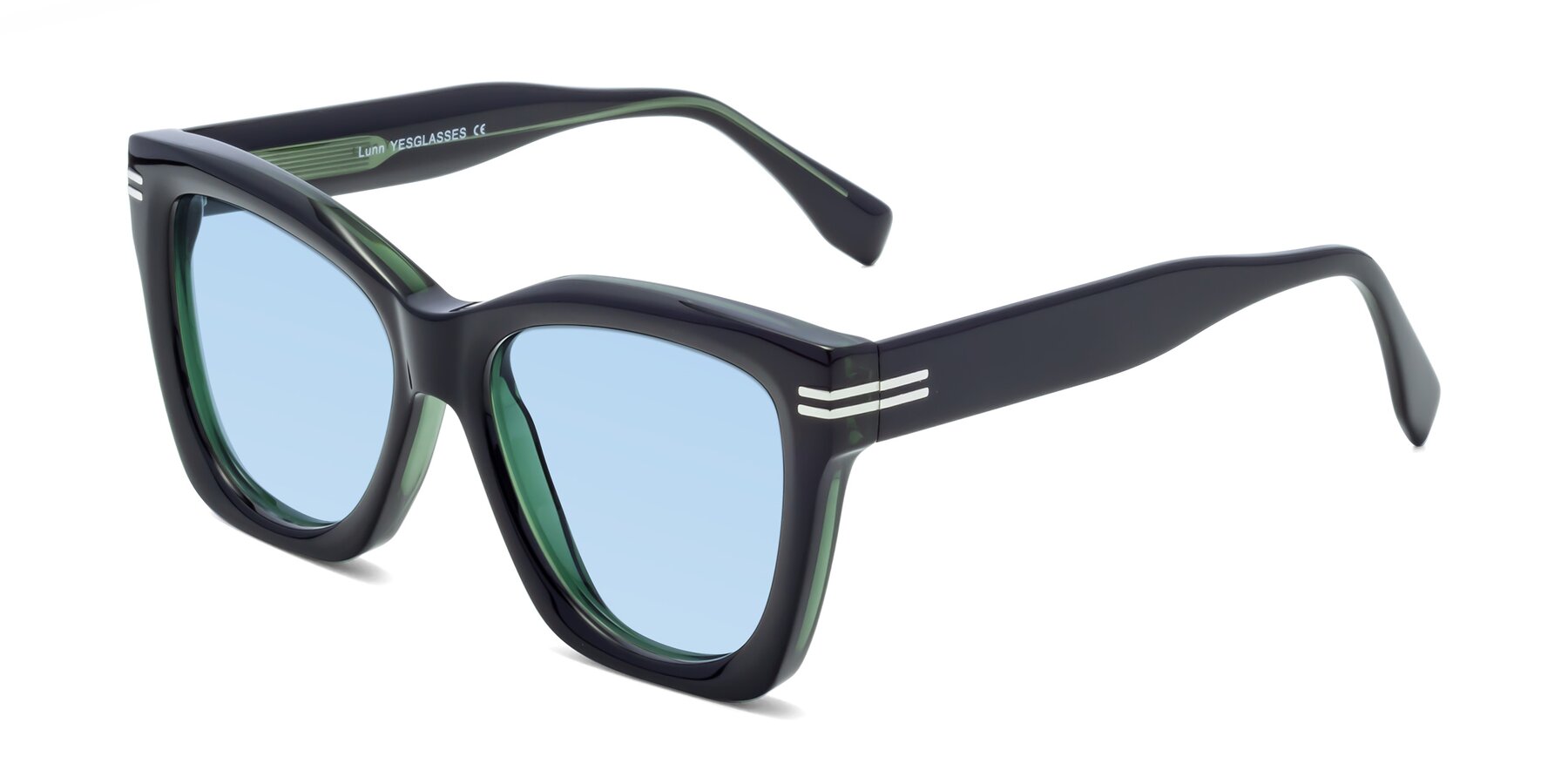 Angle of Lunn in Black-Green with Light Blue Tinted Lenses