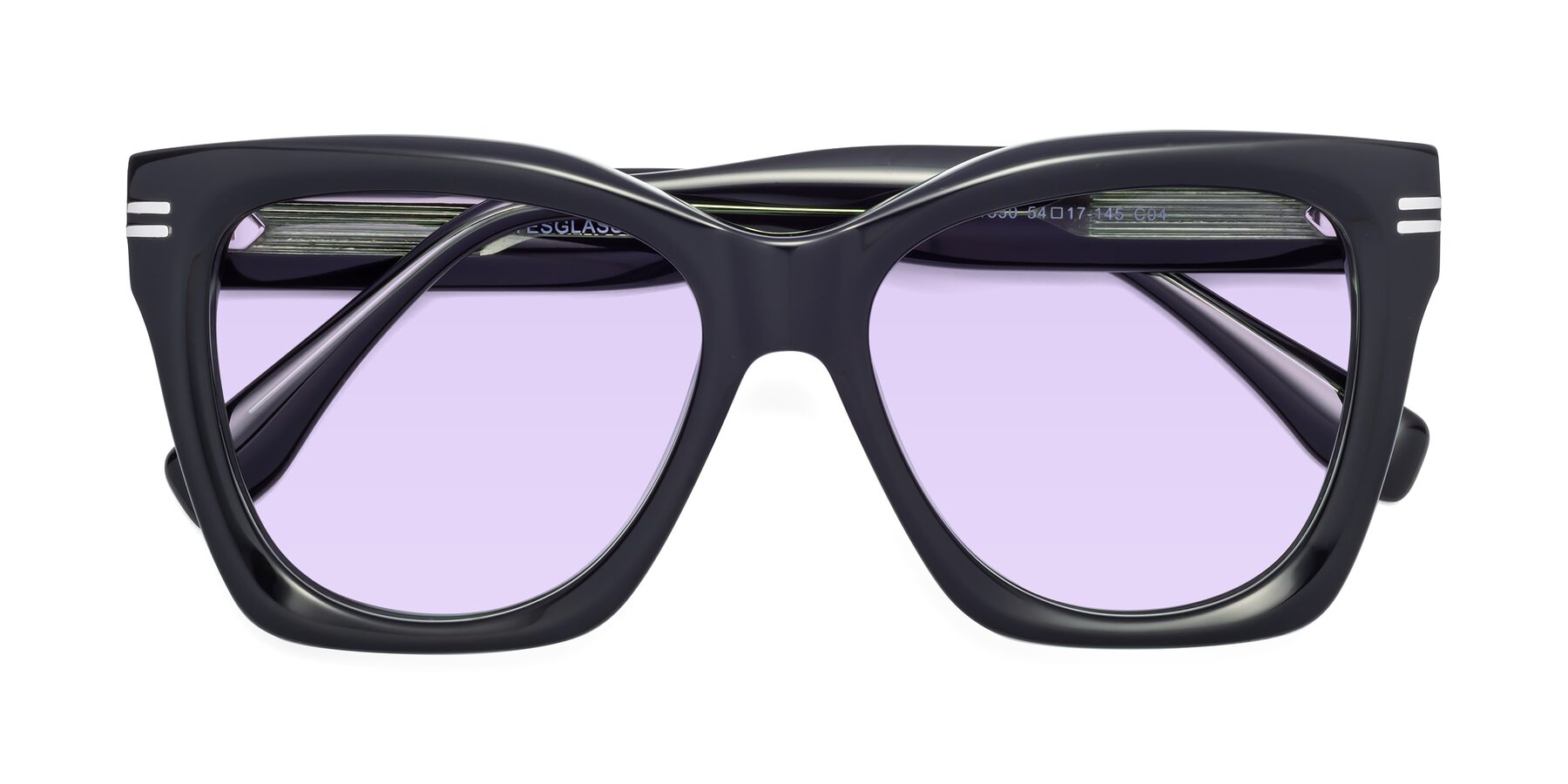 Folded Front of Lunn in Black-Green with Light Purple Tinted Lenses