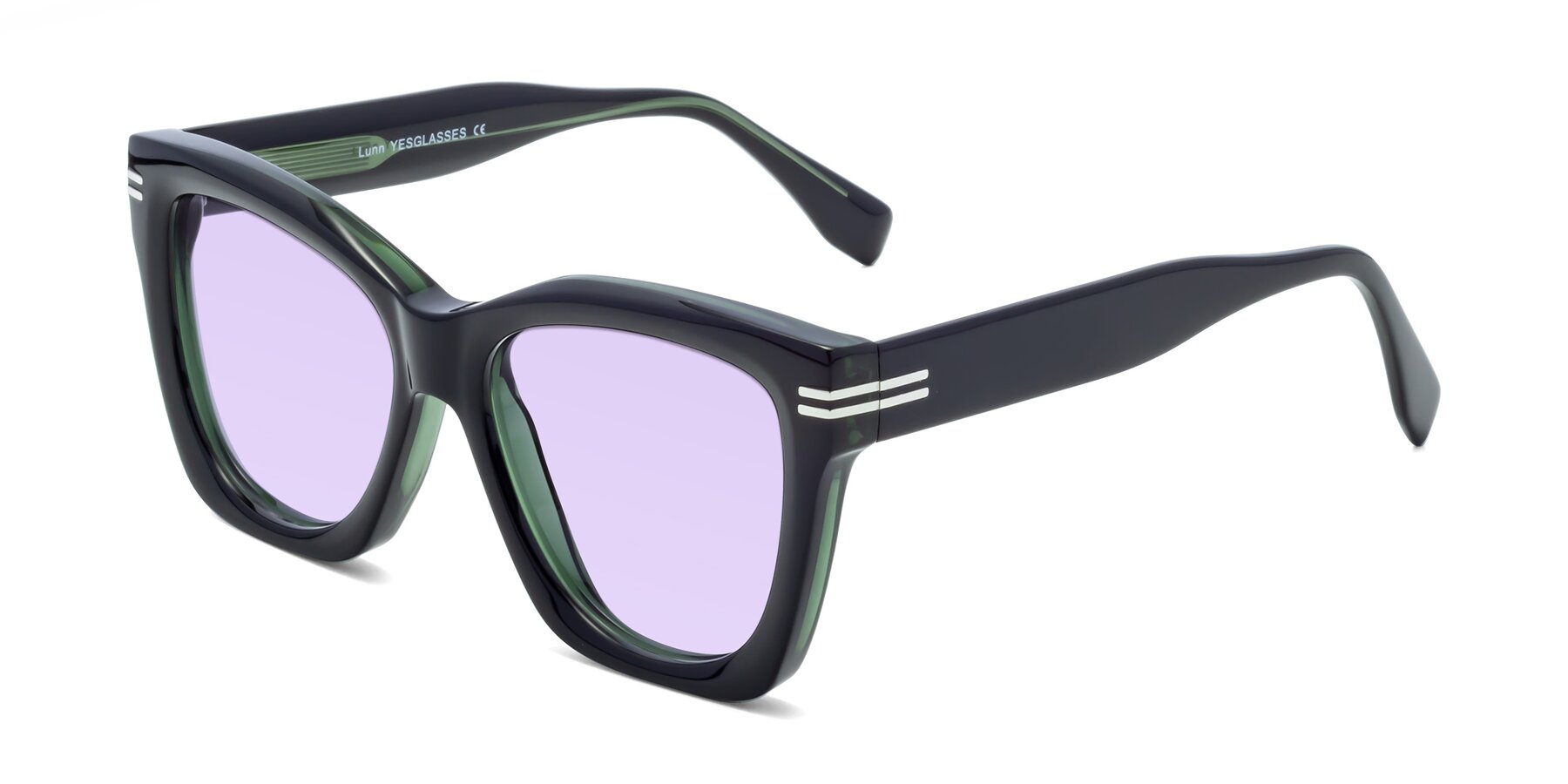 Angle of Lunn in Black-Green with Light Purple Tinted Lenses