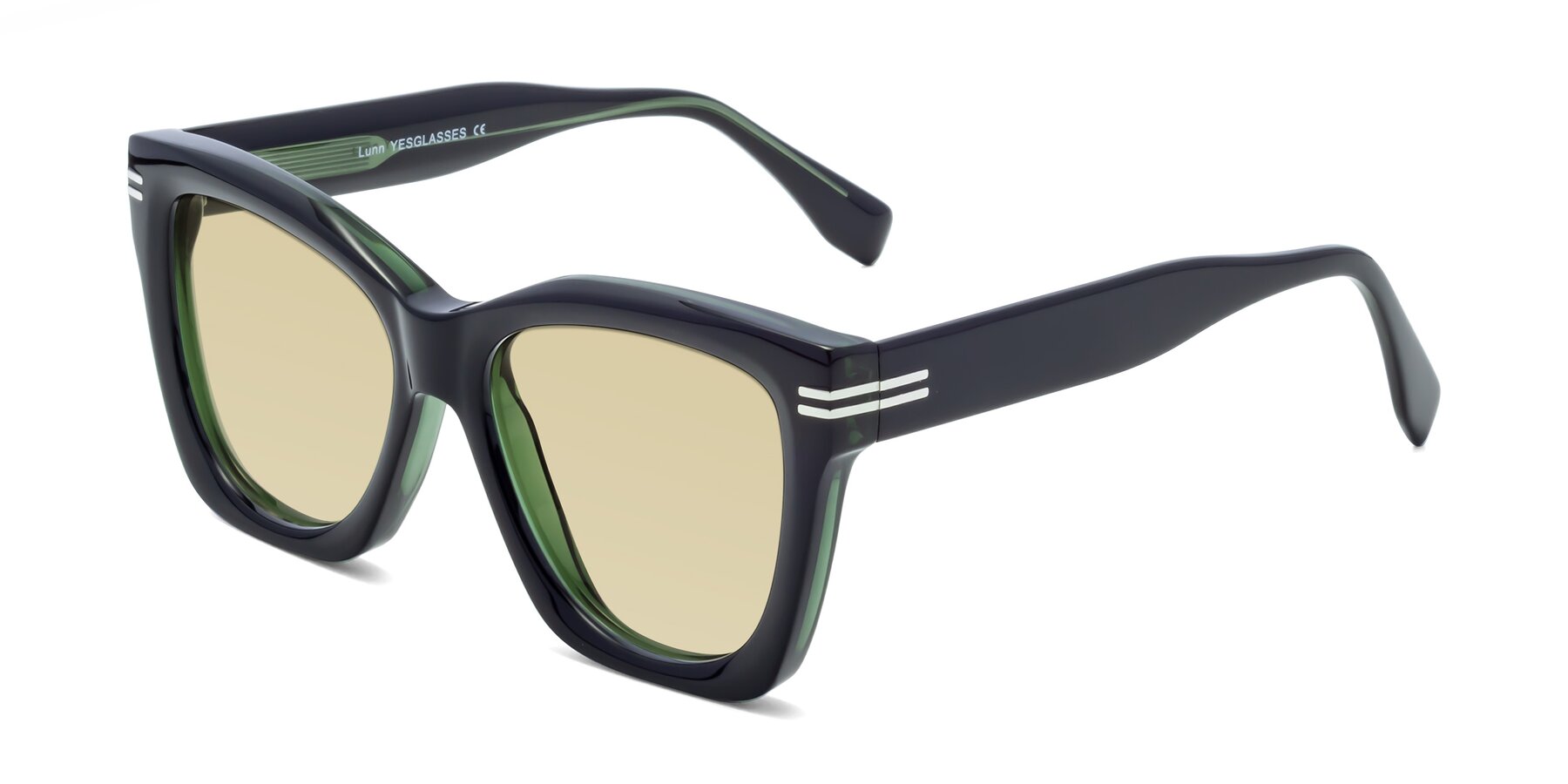 Angle of Lunn in Black-Green with Light Champagne Tinted Lenses