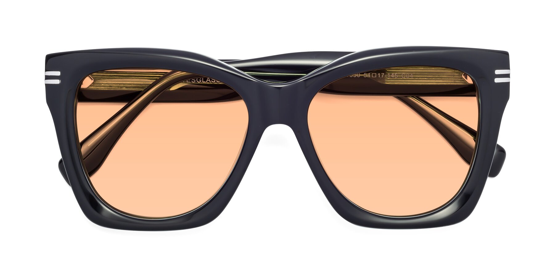Folded Front of Lunn in Black-Green with Light Orange Tinted Lenses