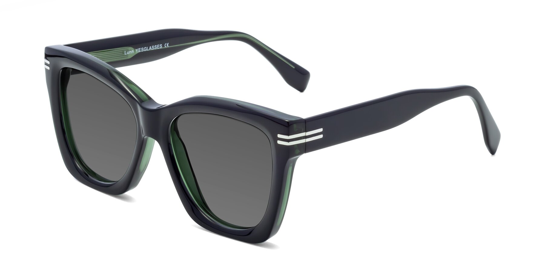 Angle of Lunn in Black-Green with Medium Gray Tinted Lenses