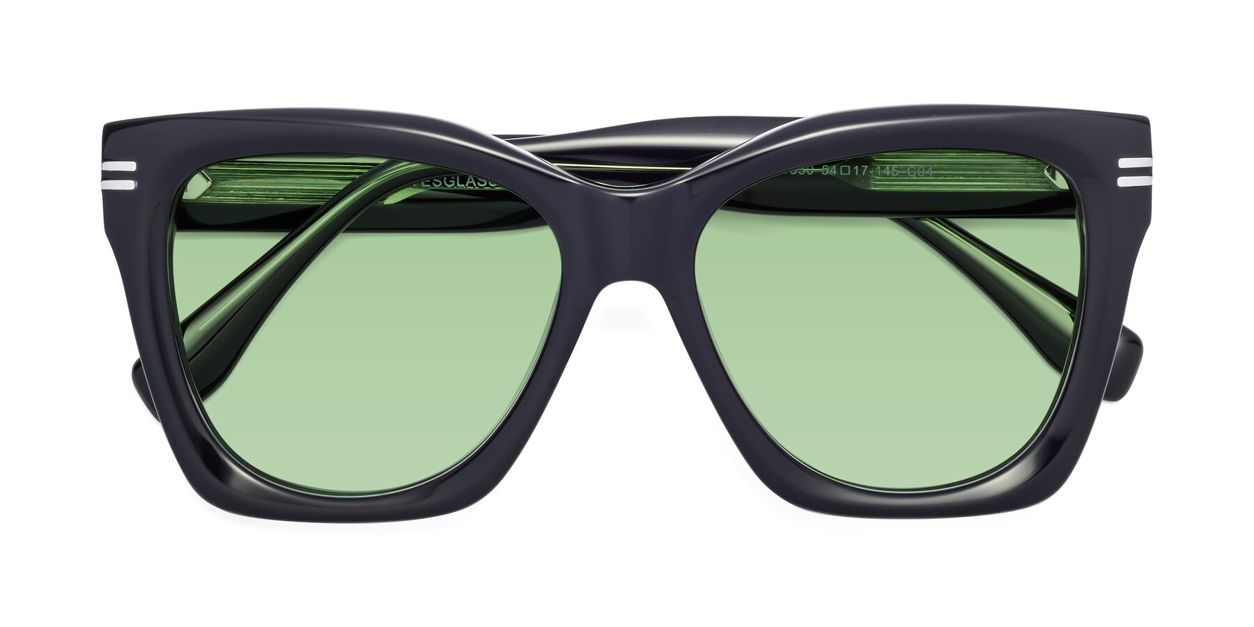 Folded Front of Lunn in Black-Green with Medium Green Tinted Lenses