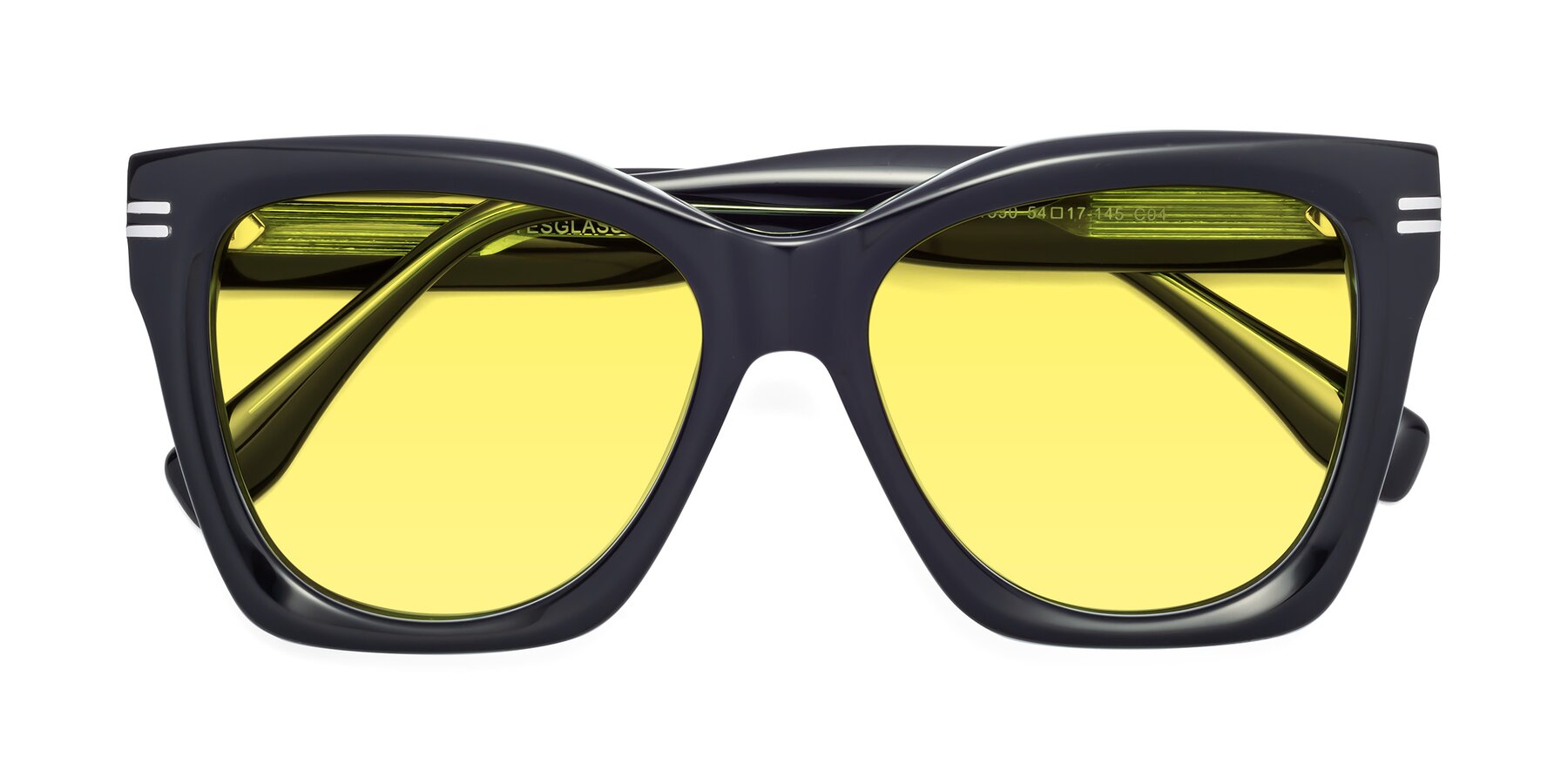 Folded Front of Lunn in Black-Green with Medium Yellow Tinted Lenses