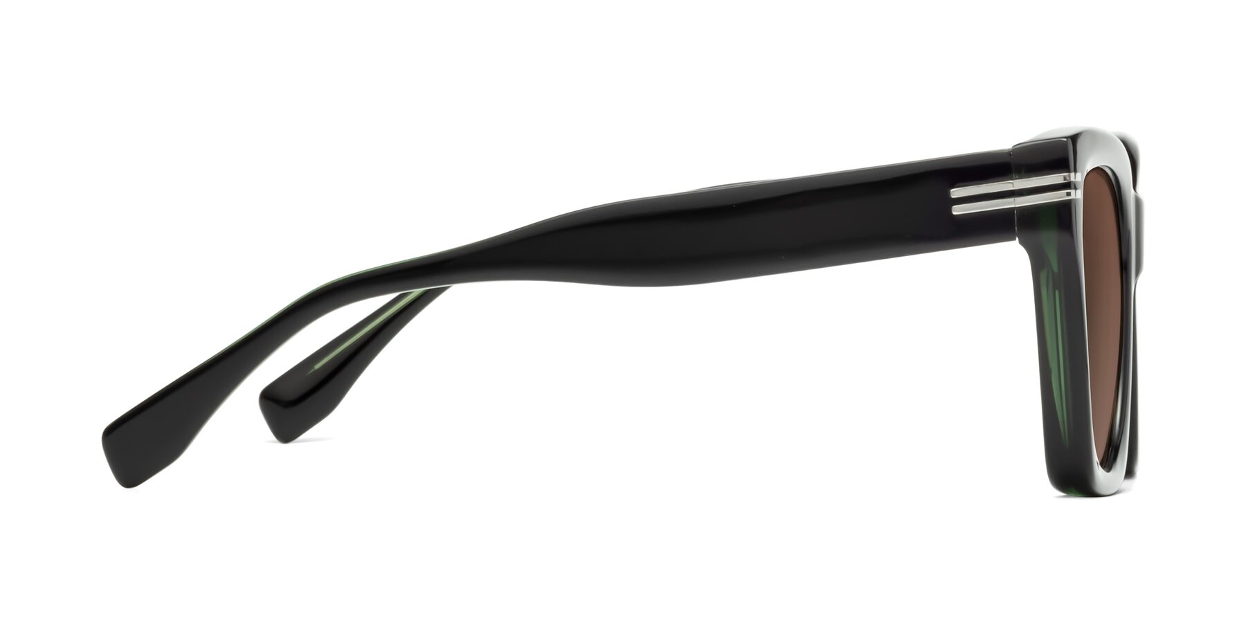 Side of Lunn in Black-Green with Brown Tinted Lenses