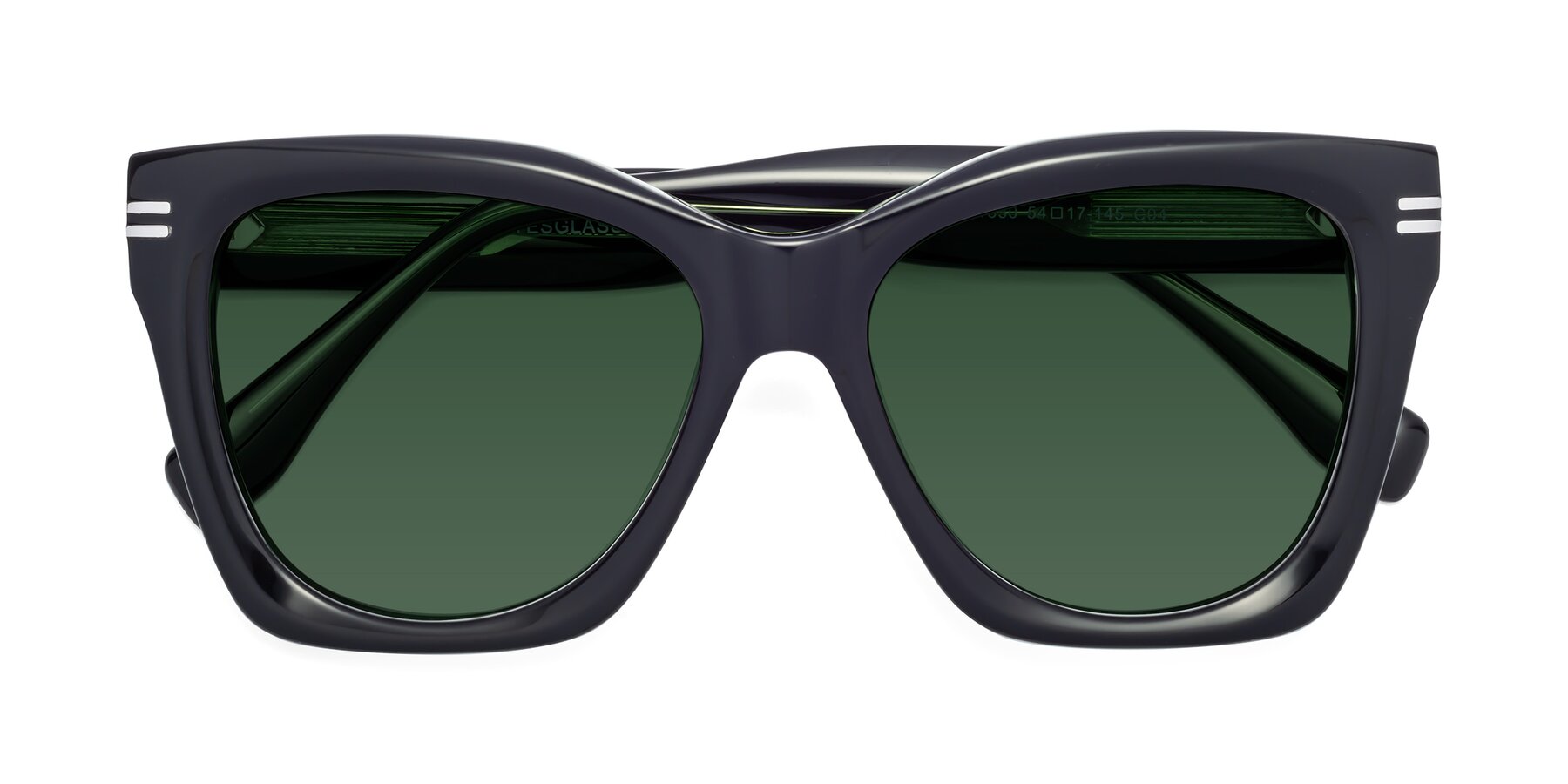 Folded Front of Lunn in Black-Green with Green Tinted Lenses