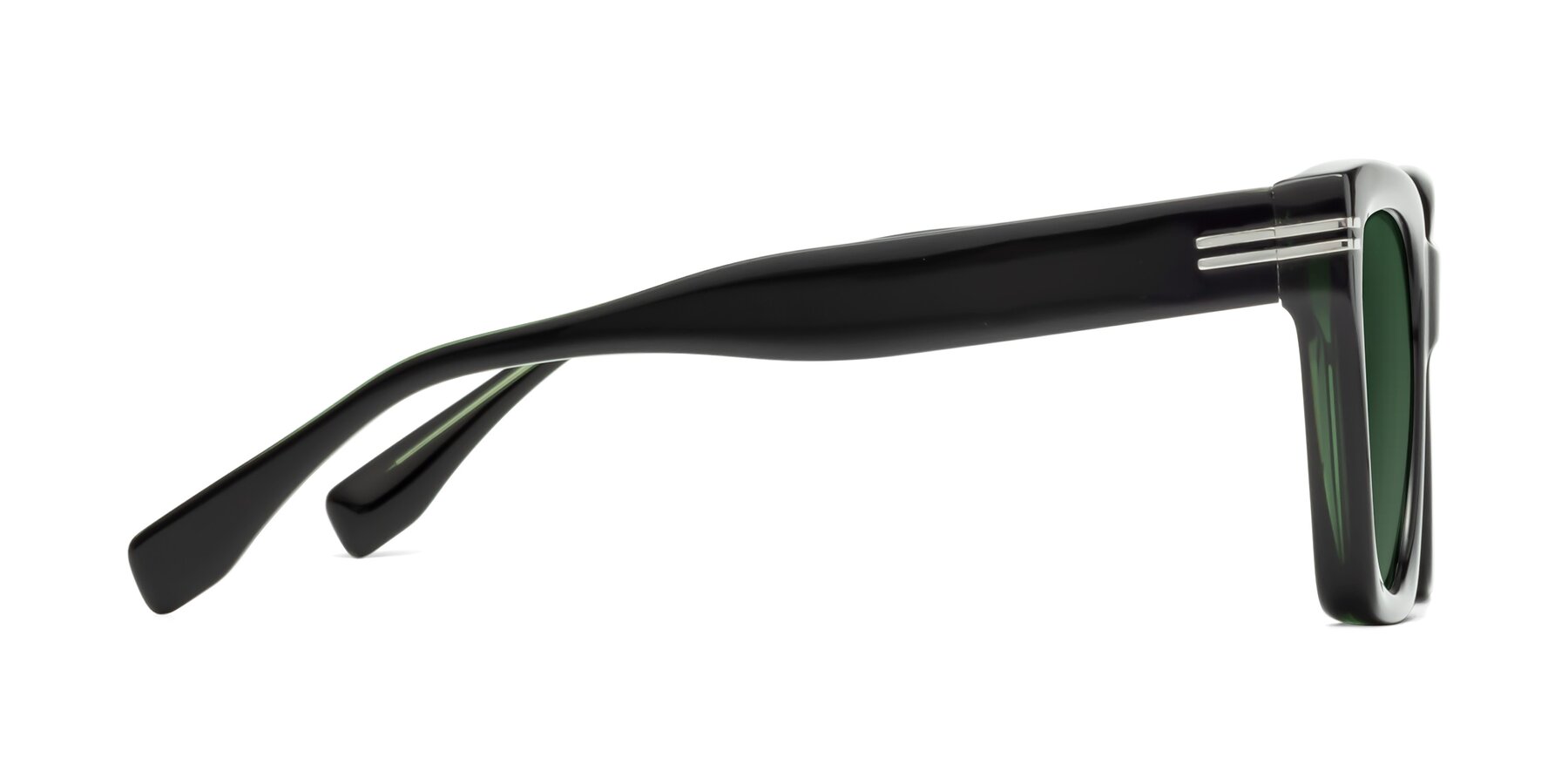 Side of Lunn in Black-Green with Green Tinted Lenses