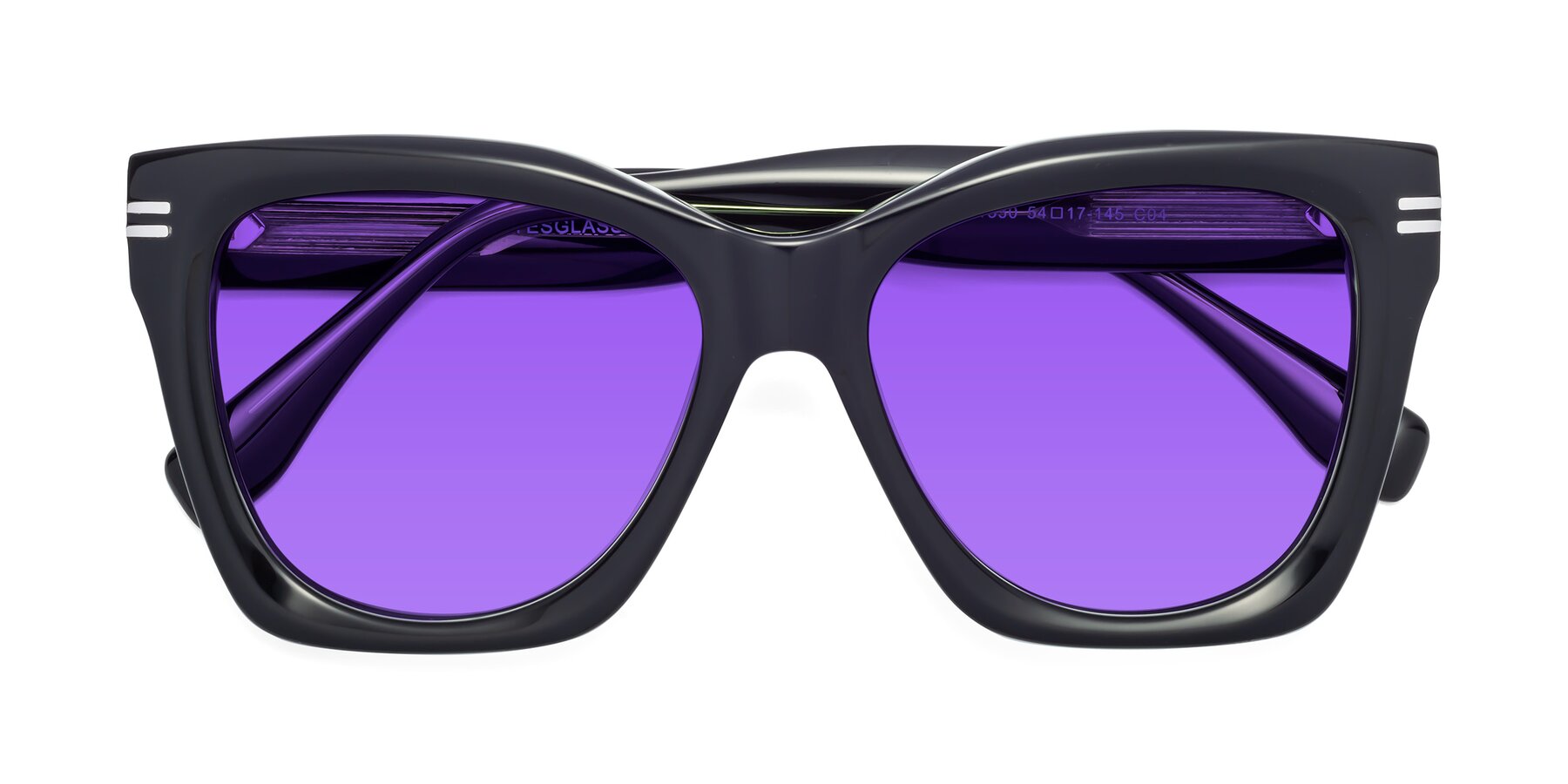 Folded Front of Lunn in Black-Green with Purple Tinted Lenses
