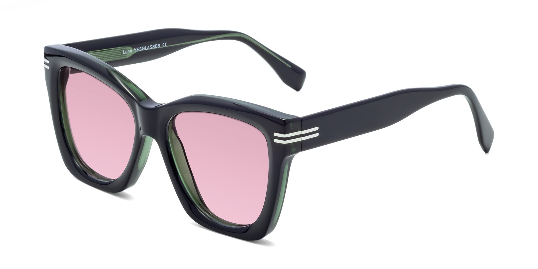 Angle of Lunn in Black-Green with Light Wine Tinted Lenses