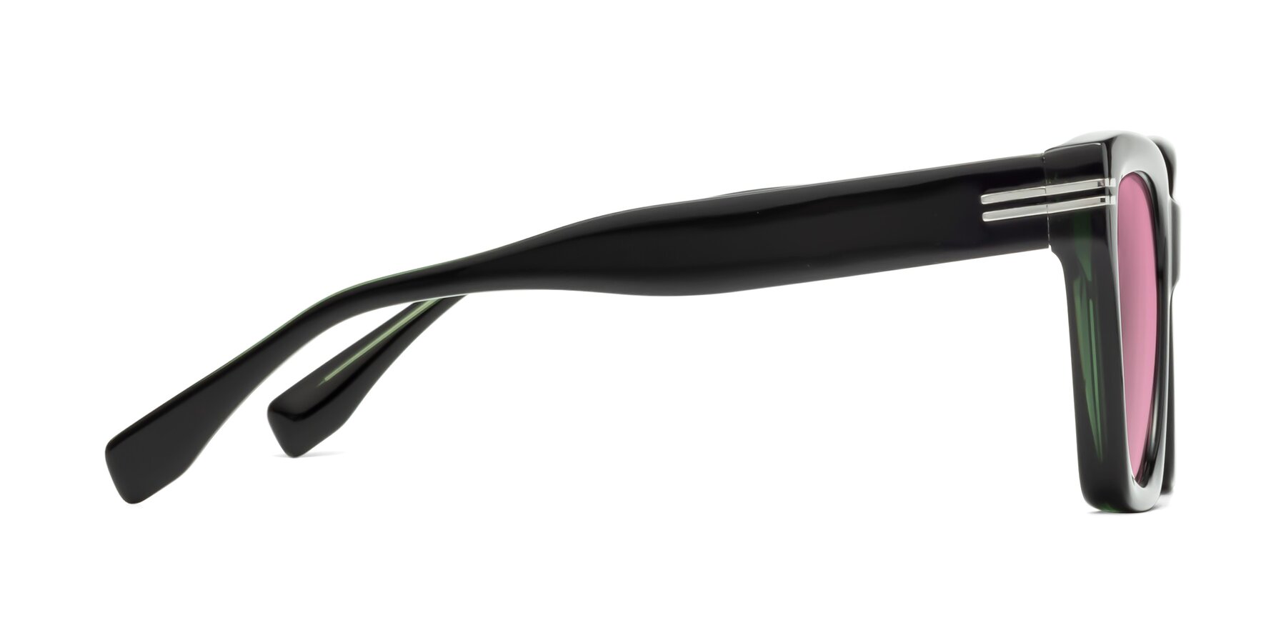 Side of Lunn in Black-Green with Medium Wine Tinted Lenses