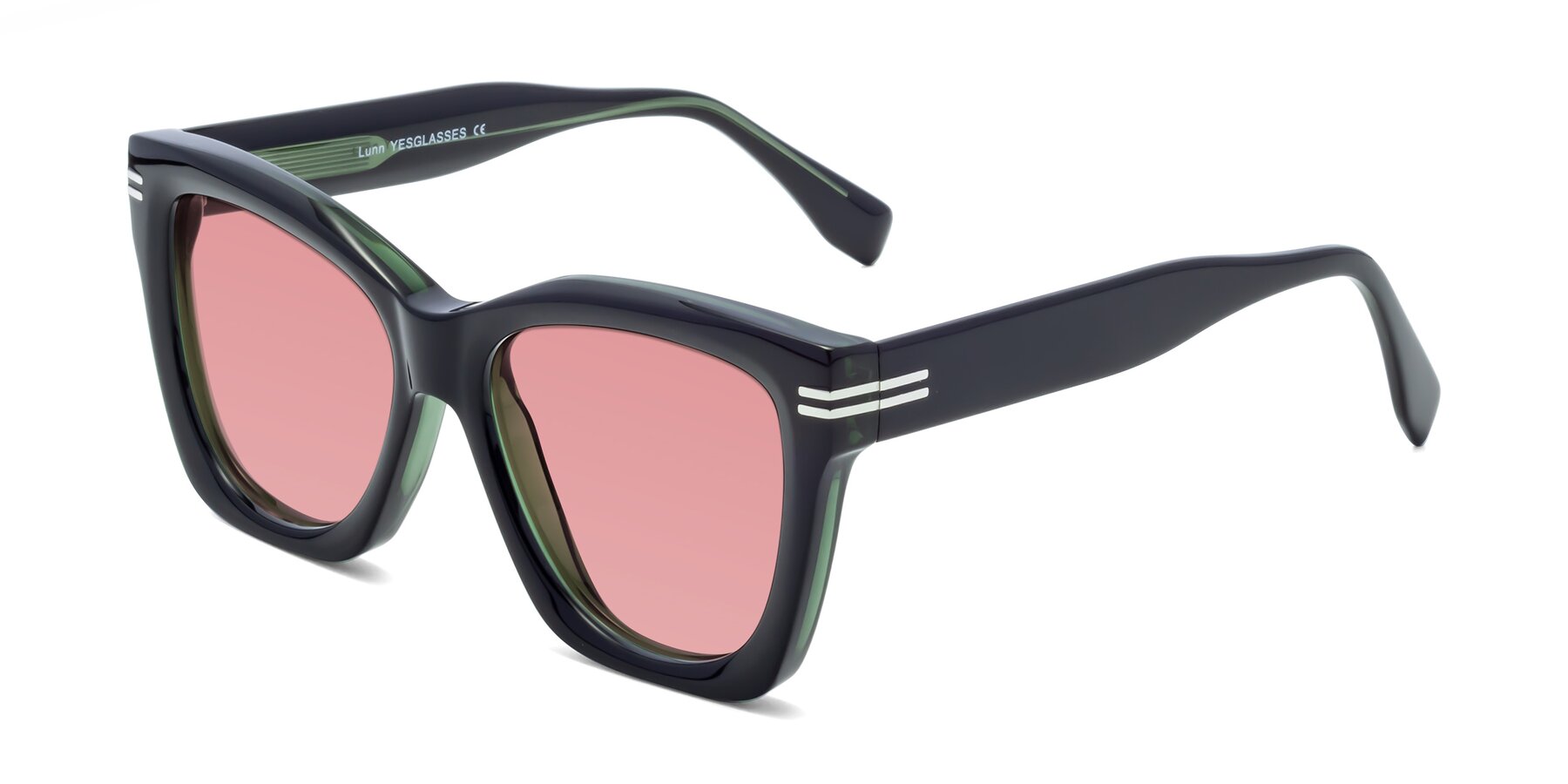 Angle of Lunn in Black-Green with Medium Garnet Tinted Lenses