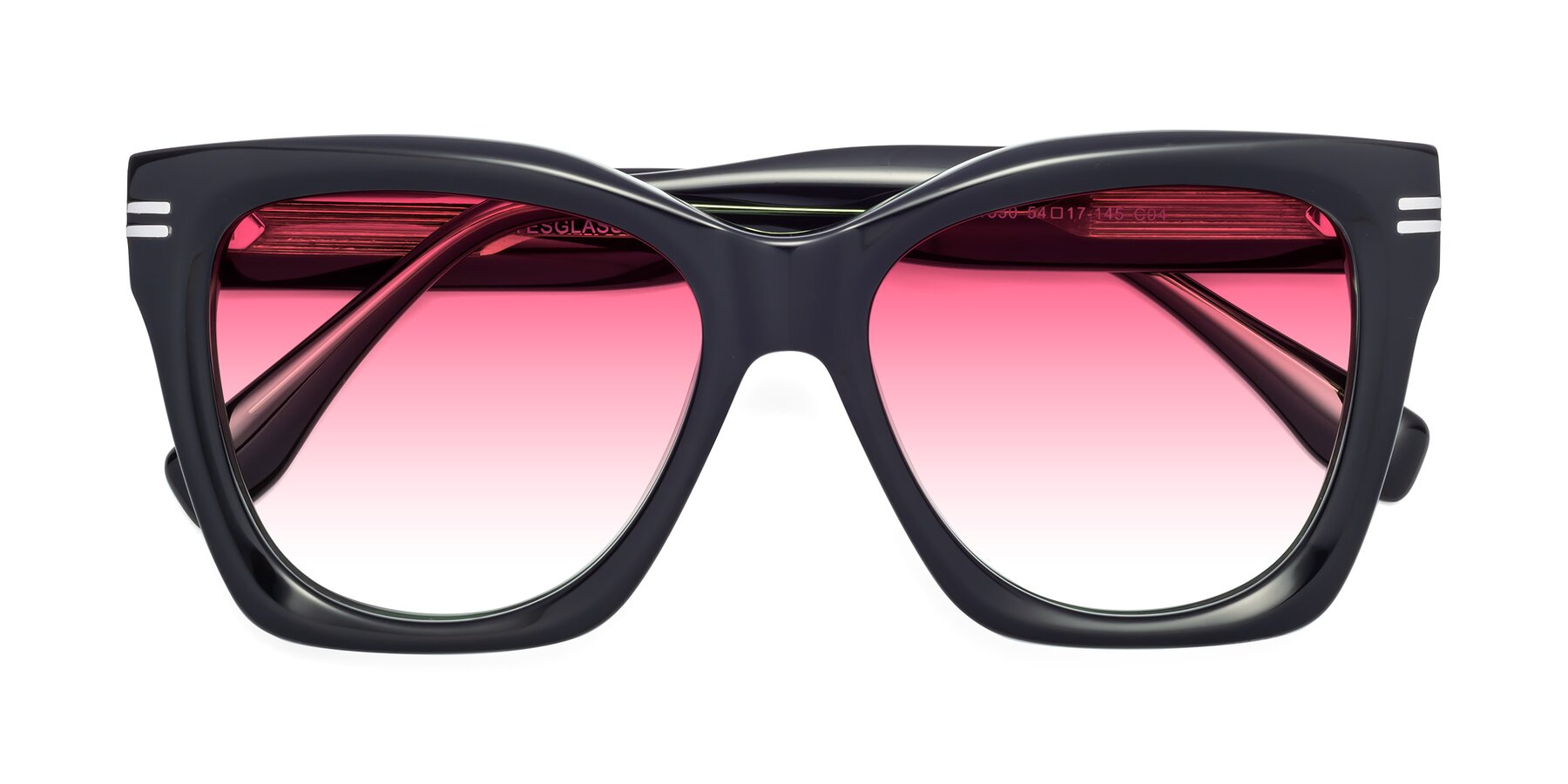 Folded Front of Lunn in Black-Green with Pink Gradient Lenses