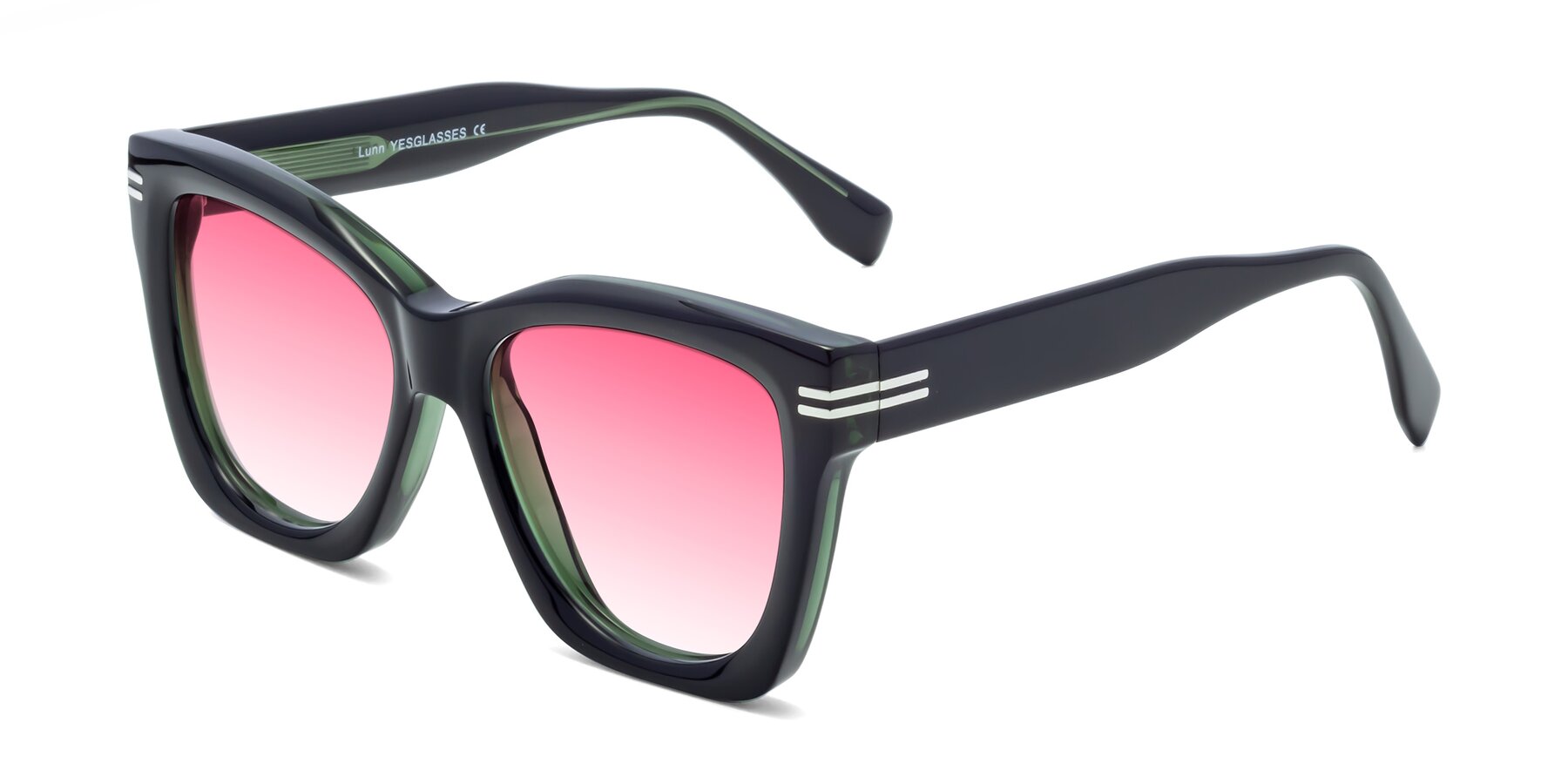 Angle of Lunn in Black-Green with Pink Gradient Lenses